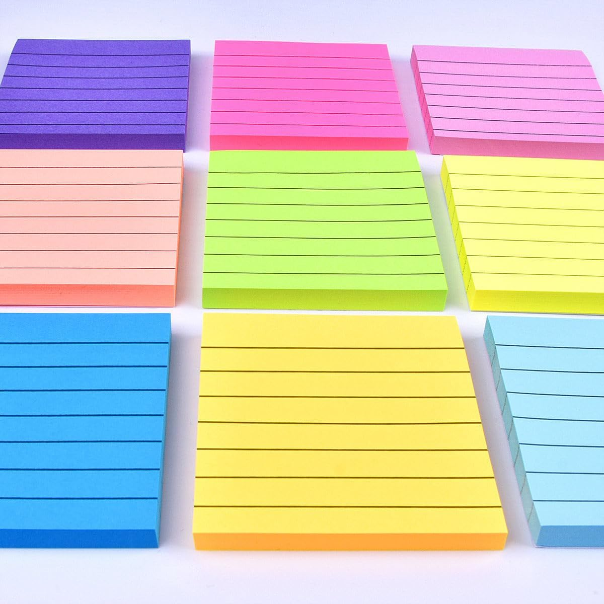 9 Pack Lined Sticky Notes 3X3 in Bright Colors Self-Stick Note Pads with Line, 9 Colors Bulk Sticky Memo Pad for School, Office, Meeting image number 5
