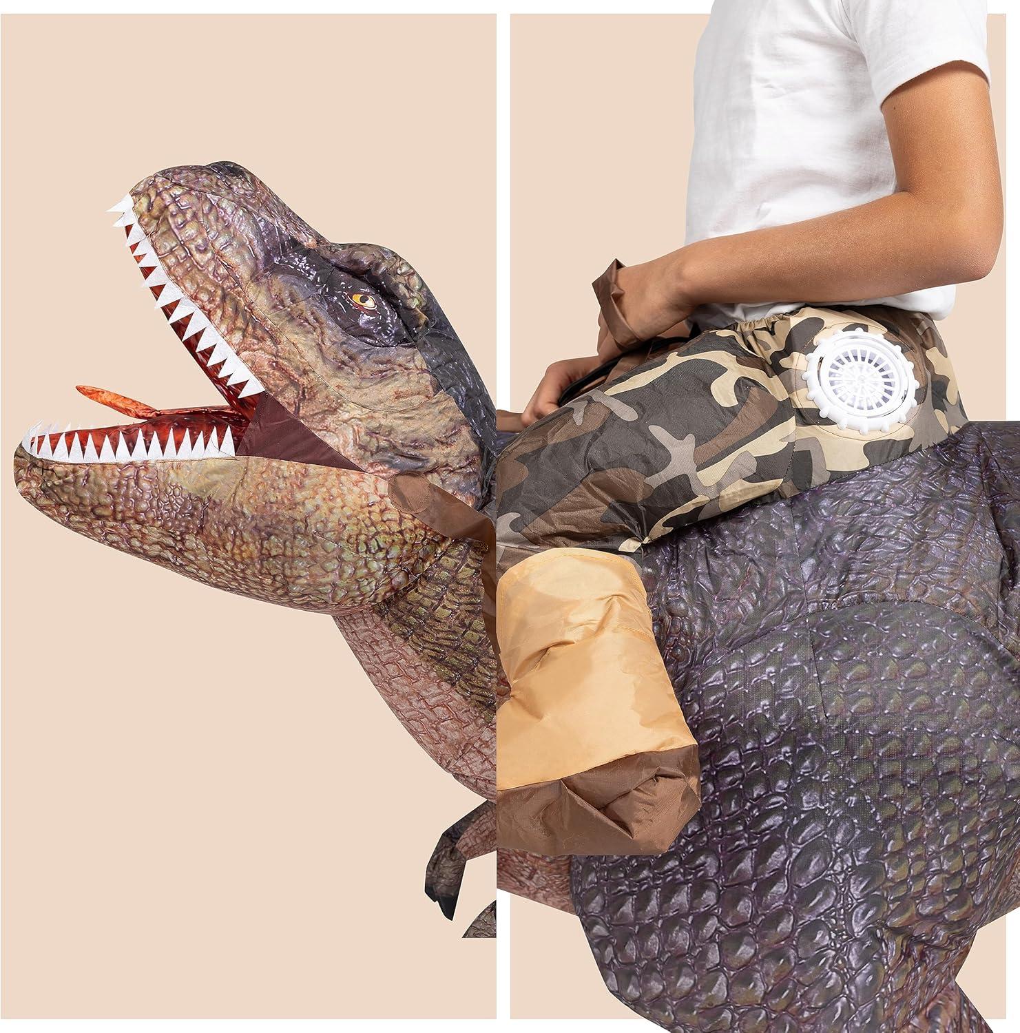 Spooktacular Creations Halloween Inflatable Costume, Adult Dinosaur Costume, Ride-On T-Rex Blow up Costume for Dressup image number 6