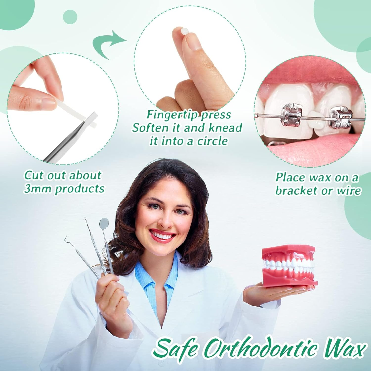 40 Pack Clear Braces Wax for Teeth Dental Wearer Orthodontic Tooth Wax for Braces and Oral Appliances with Colorful Storage Case and Smell(Mixed Flavors) image number 6