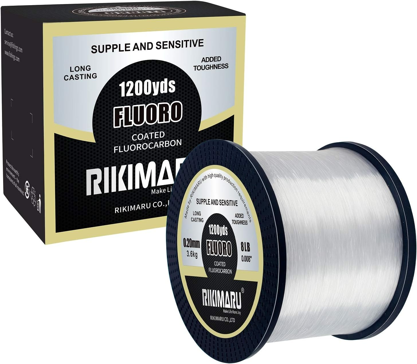 RIKIMARU Fluoro Fishing Line, 100% Soft Fluorocarbon Coated Fishing Line image number 4