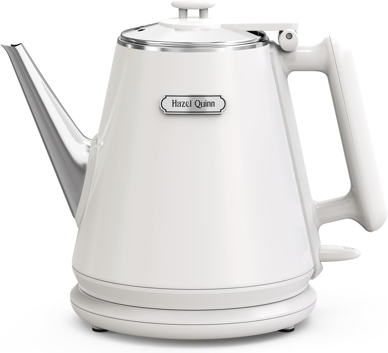 Hazel Quinn Electric Cooking Kettle, Stainless Steel 304 and BPA Free, Wireless and with Automatic Shut-Off, Double Walls, Fast Cooking, 1 Litre, 1360 Watt, Pearl White