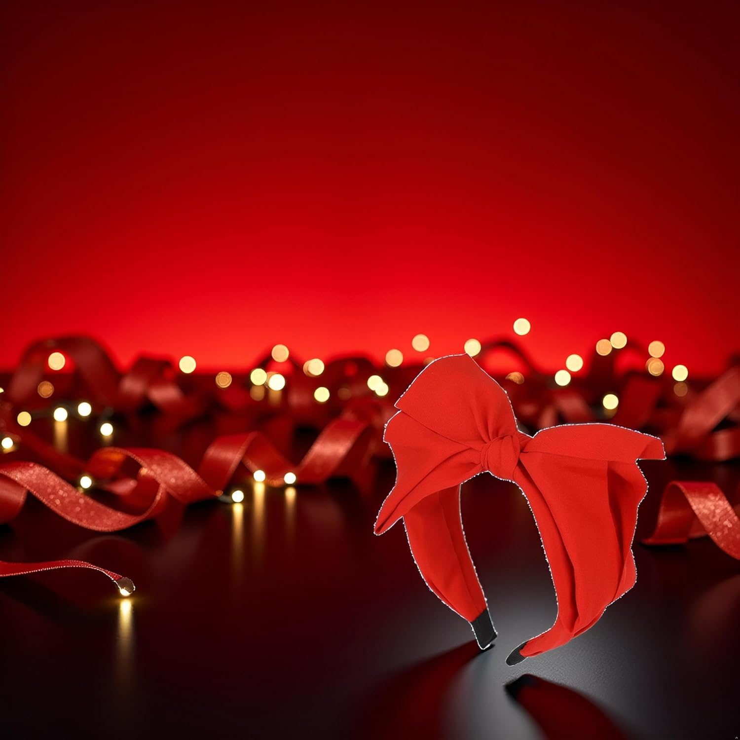 Red Bowknot Headband with Double Layer Bow Hair Accessories for Women'S, Headwear Christmas Party Cosplay image number 2