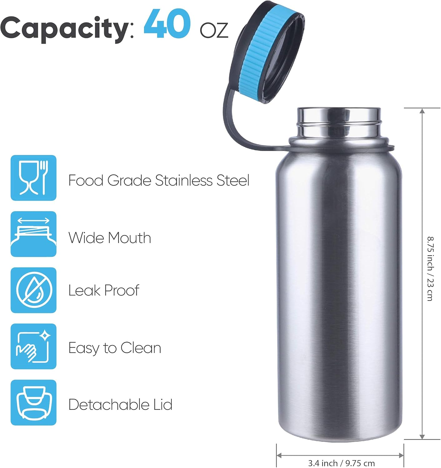 Gearland Canteen Stainless Steel Water Bottle with Nested Camping Cup and Lid for Bug Out Bag, Bushcraft Gear, Metal Canteen with a Wide Mouth Water Bottle and Mess Kit image number 5