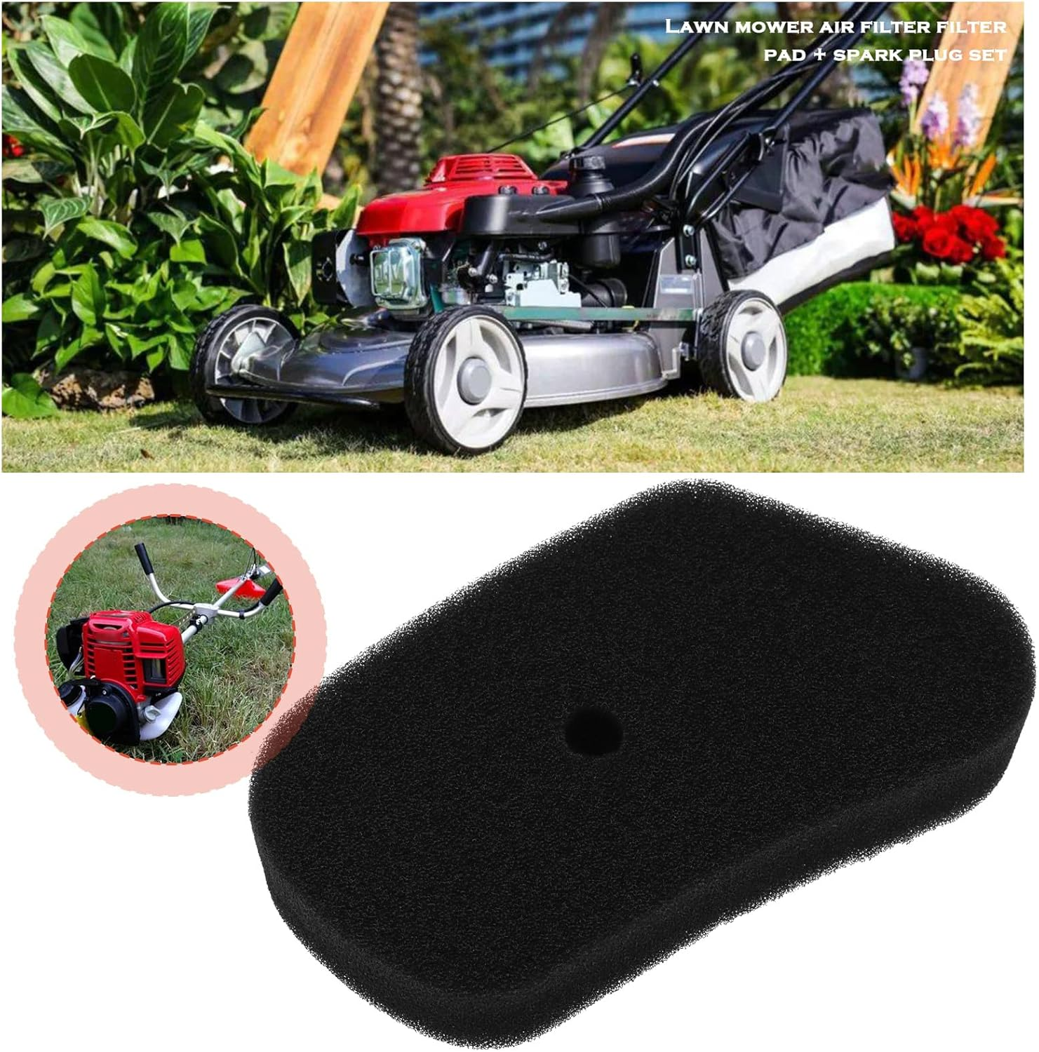 VGOL 2Pcs Lawnmower Air Filter Kit Compatible with Honda GV100 HR173 HRB423 HRB535 Filter Sponge+L7T Spark Plug 17211 ZG1 700 Lawnmower Replacement Parts image number 3