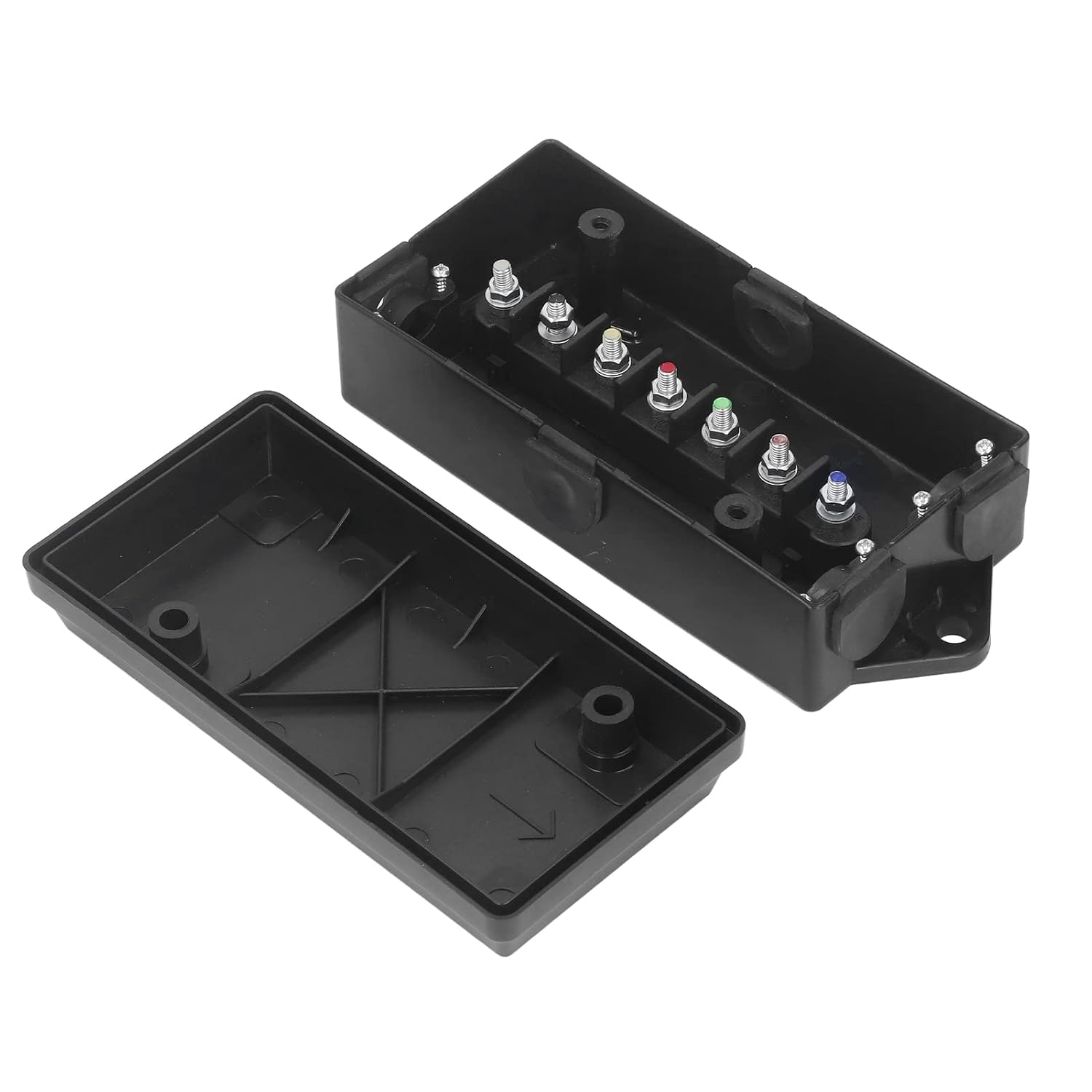 Trailer Junction Box, 7 Way Waterproof ABS Distribution Block Box Terminal Connector Extension Cable Connectors Box for Trailers, Boats, Dining Cars image number 2