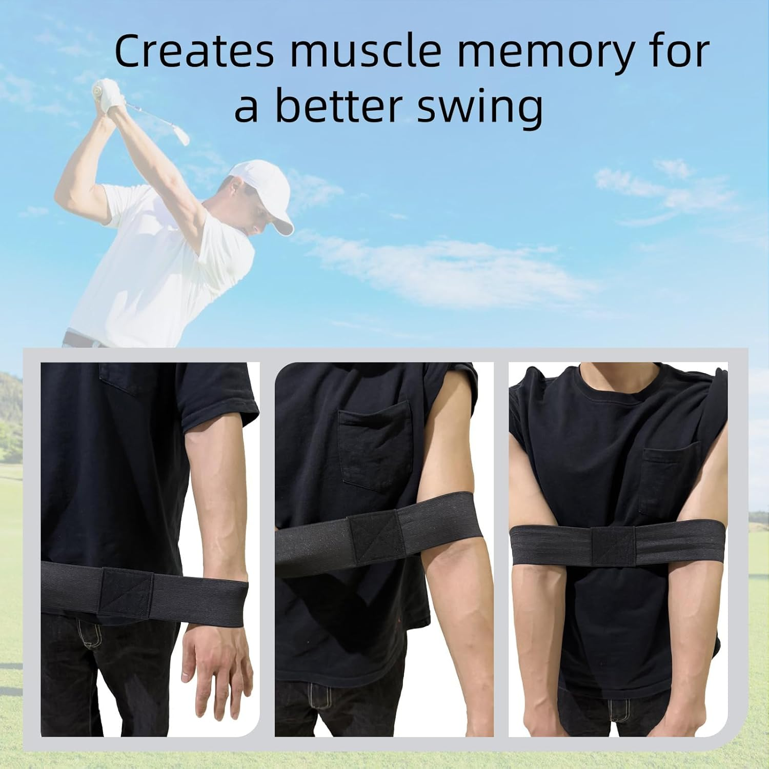3PCS Golf Swing Trainers, Training Arm Bands Elastic Fabric One-Size-Fits-Most Durable Golf Wrist Grip Training Aid for Swing Improvement Indoor and Outdoor Practice image number 1