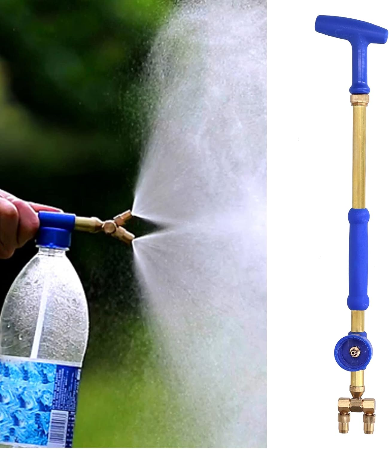 Garden Sprayer, with Double Nozzles G3/4 Female Thread Water Sprinkler, Telescopic Copper Rod Spray Misting, Water Jet image number 4