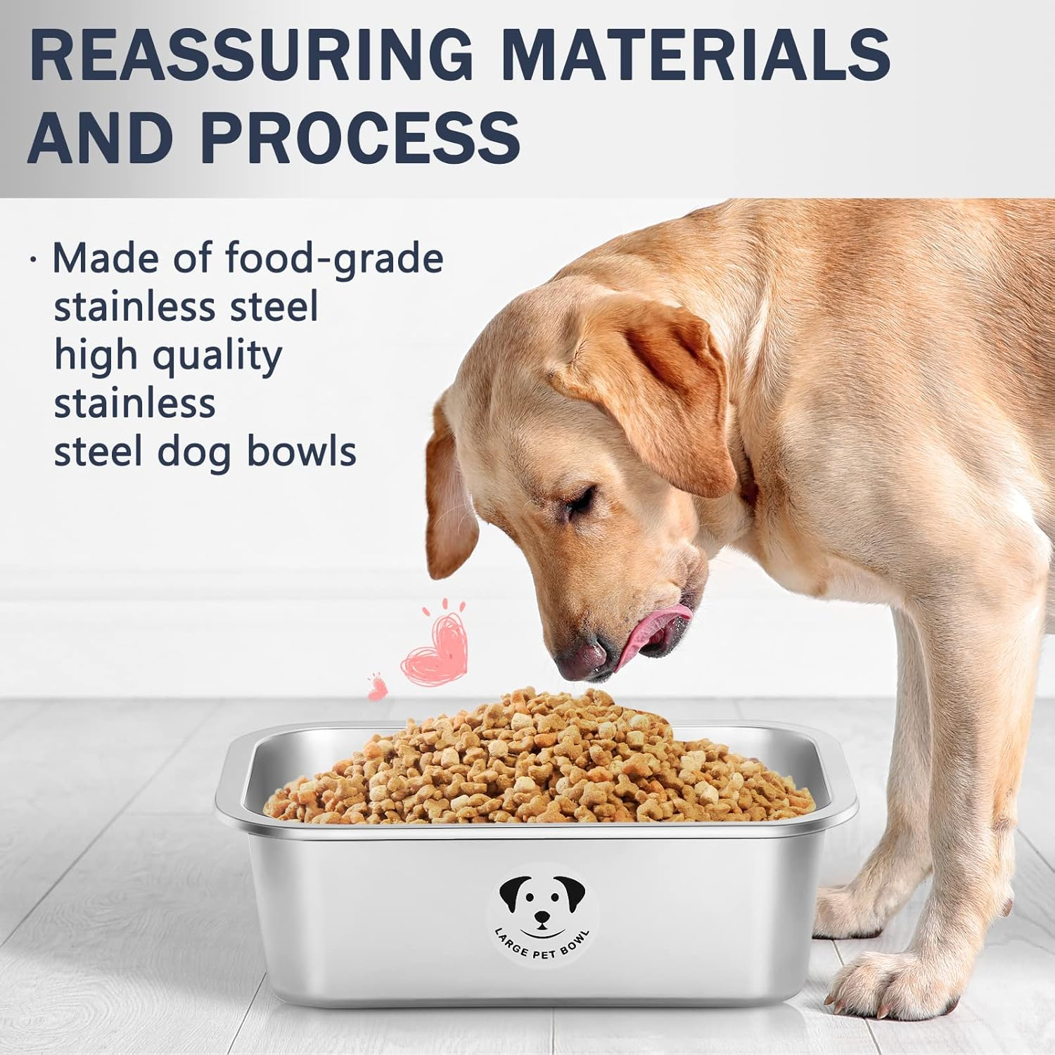 Stainless Steel Dog Bowls for Large Dogs, High Capacity Metal Dog Food Bowls, Food and Water Bowl for Larges, X-Large, and Big Dogs 1.25 Gallons image number 3