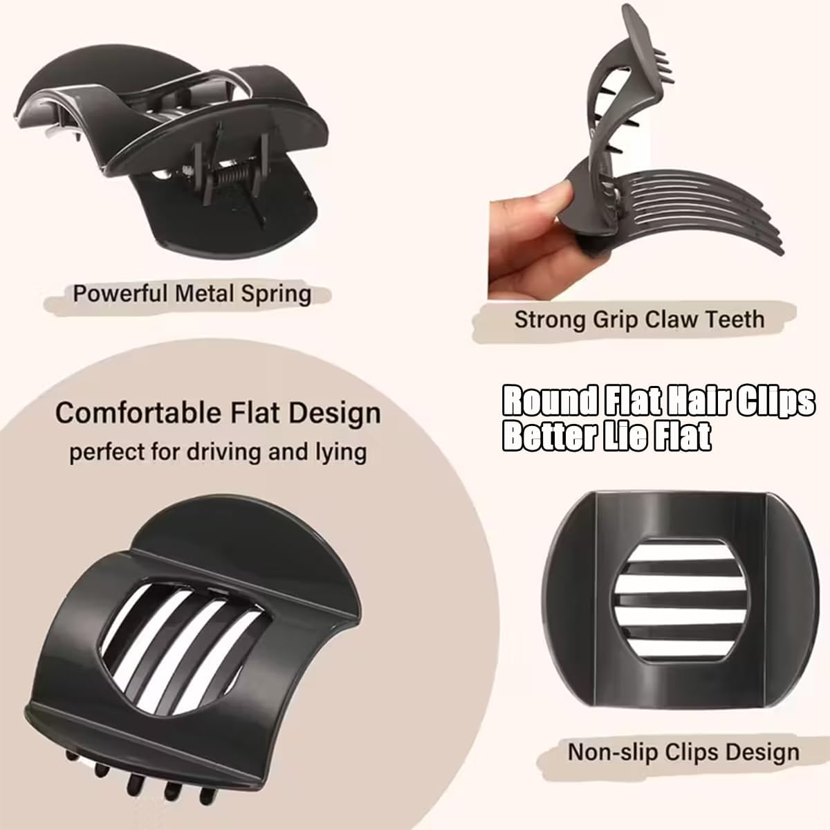 Women'S Hair Clip, Pack of 8, Flat Hair Clip, Claw Clip, Strong Hold & Non-Slip, Large Flat Claw Clip, Hair Clip for Inserting for Thick and Thin Hair