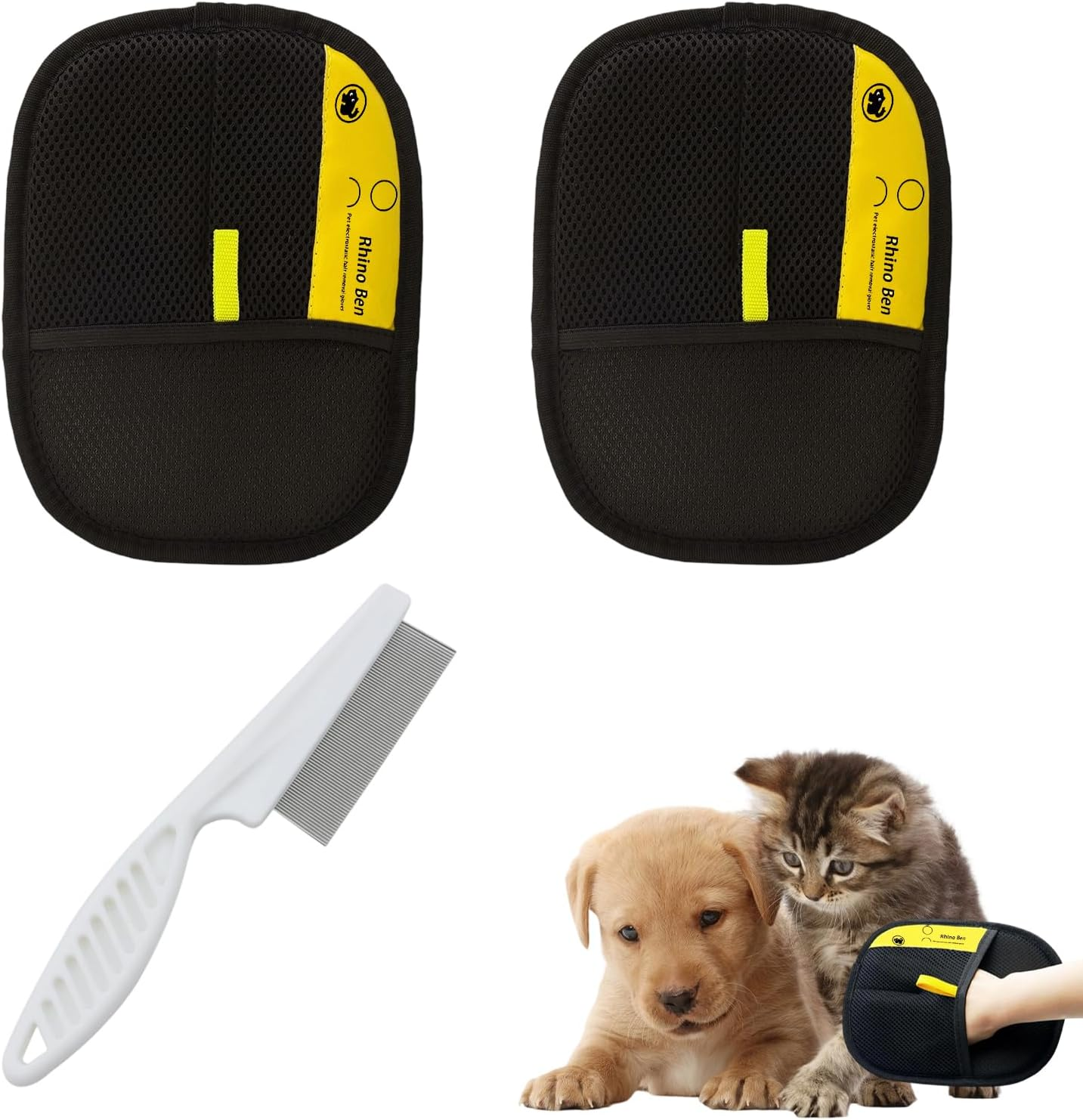 Fur Magnetic Glove, Pet Hair Remover Glove for Dogs and Cats, Double-Sided Hair Removal Glove with Anti-Static Function, Reusable for Sofas and Clothes, Includes Comb image number 3