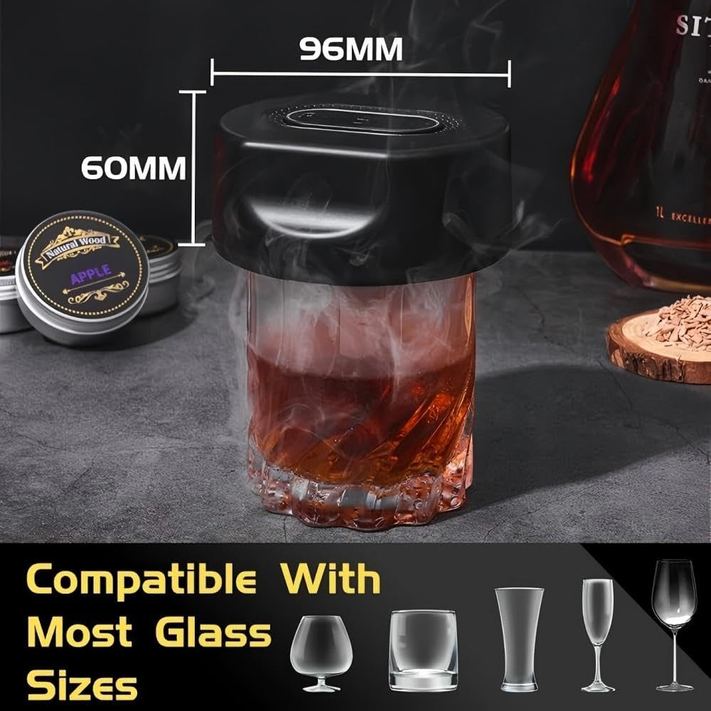 Electric Whiskey Smoker Kit, Built-In Lighter, Rechargeable, No Butane Needed, with 6 Natural Wood Chips for Cocktails & Old Fashioned Drinks - Bourbon Whiskey Gifts for Men, Dad, Husband image number 2