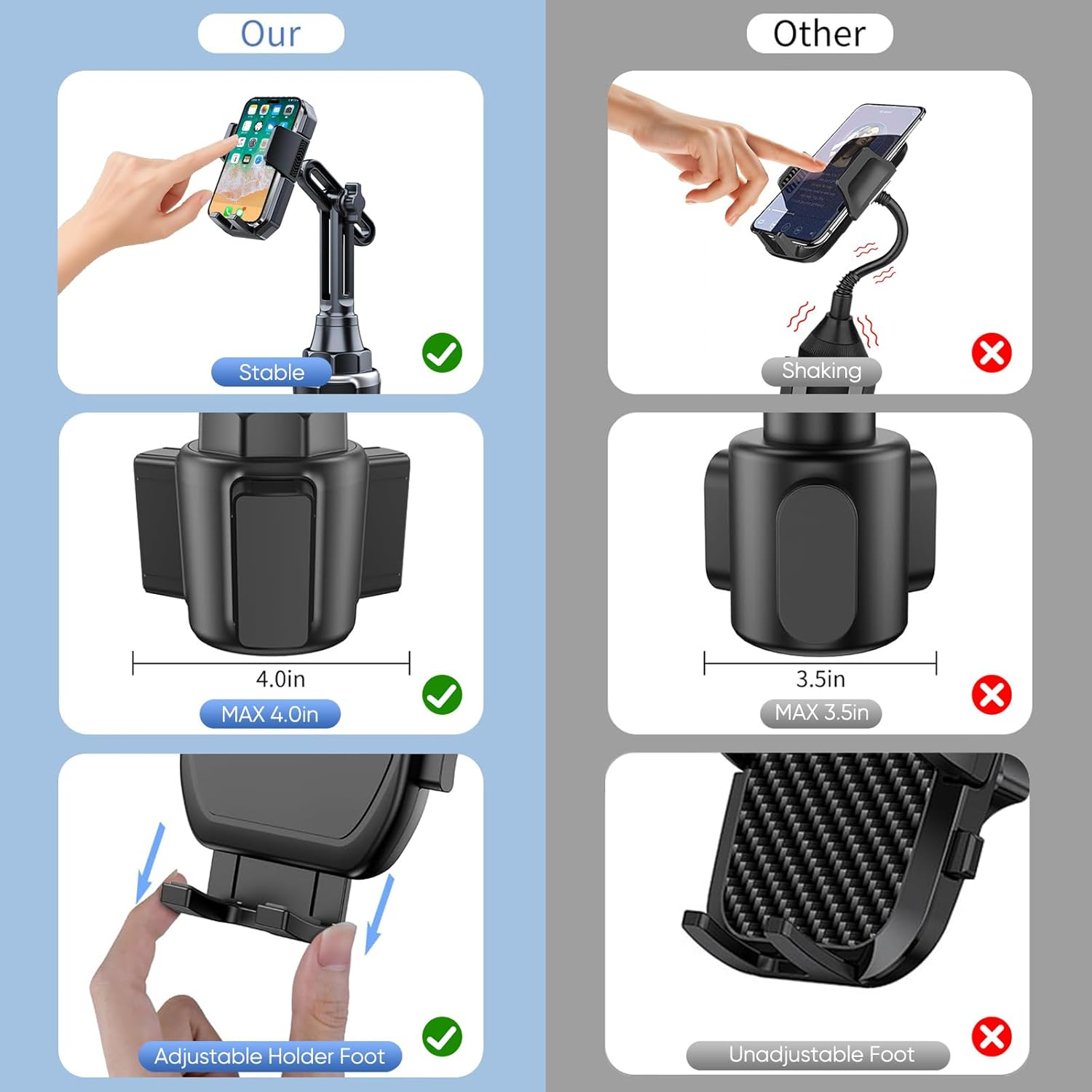 Mount for Car Cup Holder Adjustable Long-Necked Cup Holder Phone Stand 360&deg; Adjustable Stand Holder for Iphone XR/XS Max/X/8/7 Plus/6S/Samsung Galaxy S10+/Note 9/S8 Plus/S7 Edge image number 4