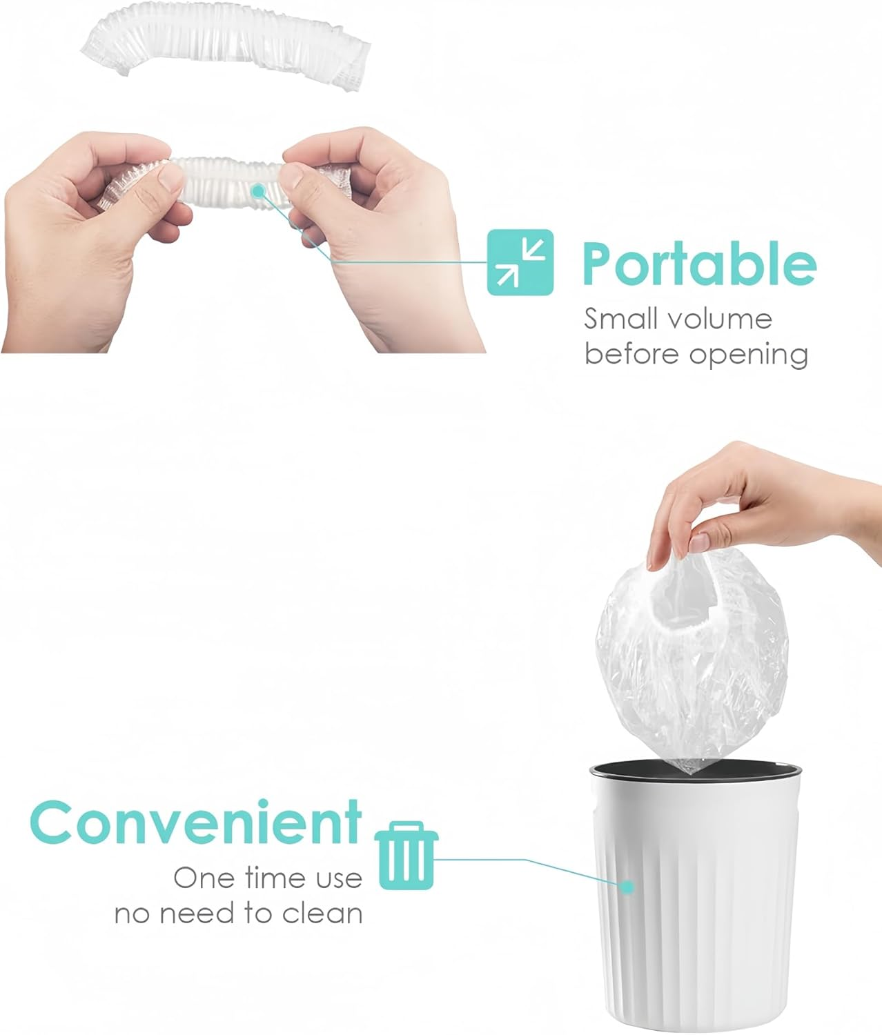 100 Pack Disposable Shower Caps, Multi Purpose Large Plastic Shower Cap for Women Men, Waterproof Bath Cap for Deep Conditioning, Hair Treatment, Travel Swimming image number 4