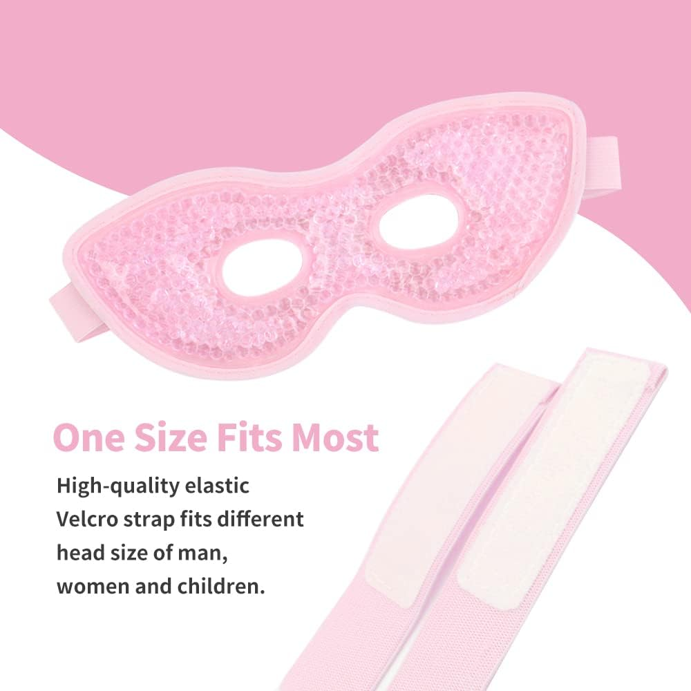 NEWGO Gel Eye Mask Reusable Cooling Eye Mask with Eye Holes, Cold Pack Hot Cold Eye Compress for Puffy Eyes Migraine Headache, Stress Relief, Dry Eyes Dark Circles (Pink)