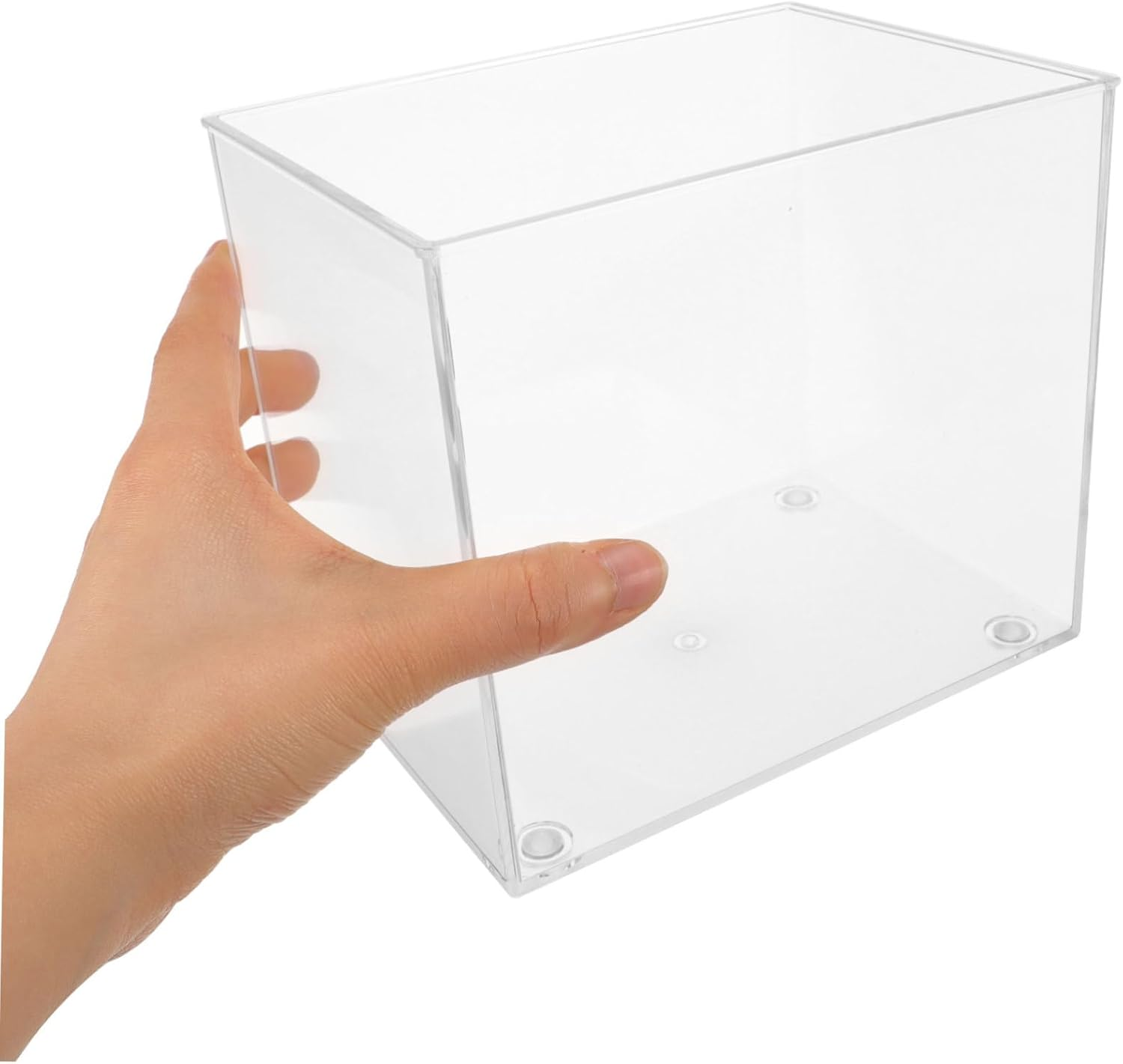 ERINGOGO Transparent Mini Goldfish Tank Square Plastic Aquarium for Desktop Crack Resistant Fish Bowl for Home Office Garden Decor Easy Maintenance Open Tank for Aquatic Pets