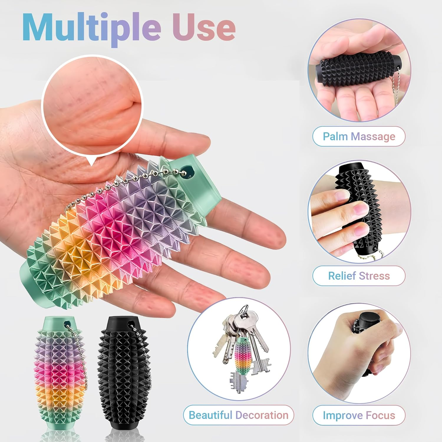 2Pcs Little Ouchies Pain Stim Fidget Toys &ndash; 3D Printed Spiky Sensory Keychain for Anxiety & Stress Relief, Pocket-Sized Handheld Fidget for Adults & Teens, Novelty Gift Toy for Friends & Family image number 5