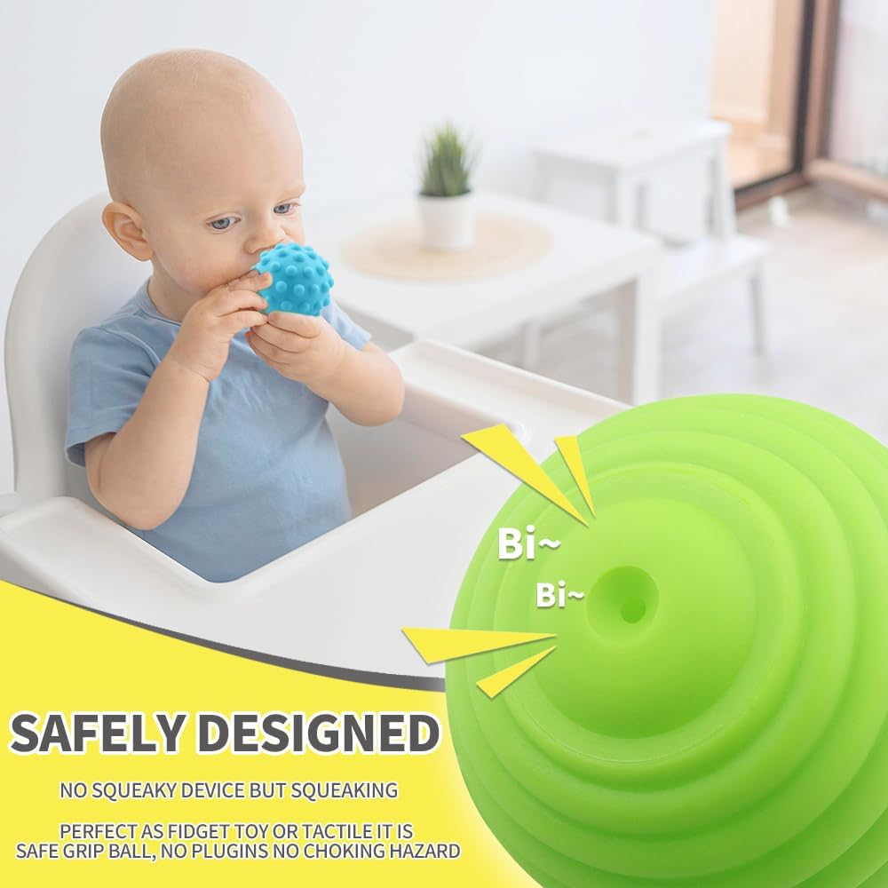 Caterbee Baby Ball Set 6 Packs, Textured Multi Sensory Balls Set Develop Baby'S Tactile Senses Toys for Infant Bath and Beach image number 3