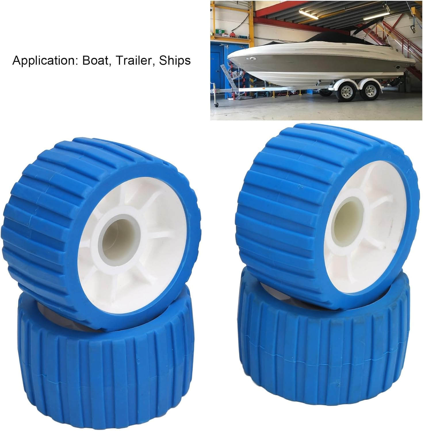 4 PCS Trailer Roller, Boat Trailer Rollers, Trailer Wobble Rollers High Temp Stubborn Poly Ribbed Wobble Roller for Boats Trailers 125 by 73 by 30Mm