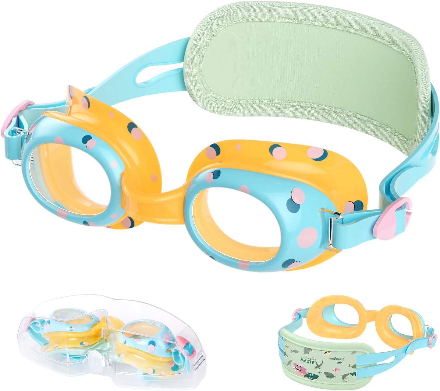 Outdoormaster Cyberfish Kids Swim Goggles, Quick Adjustable Strap Swimming Goggles with Padded Headband for Kids 5-12