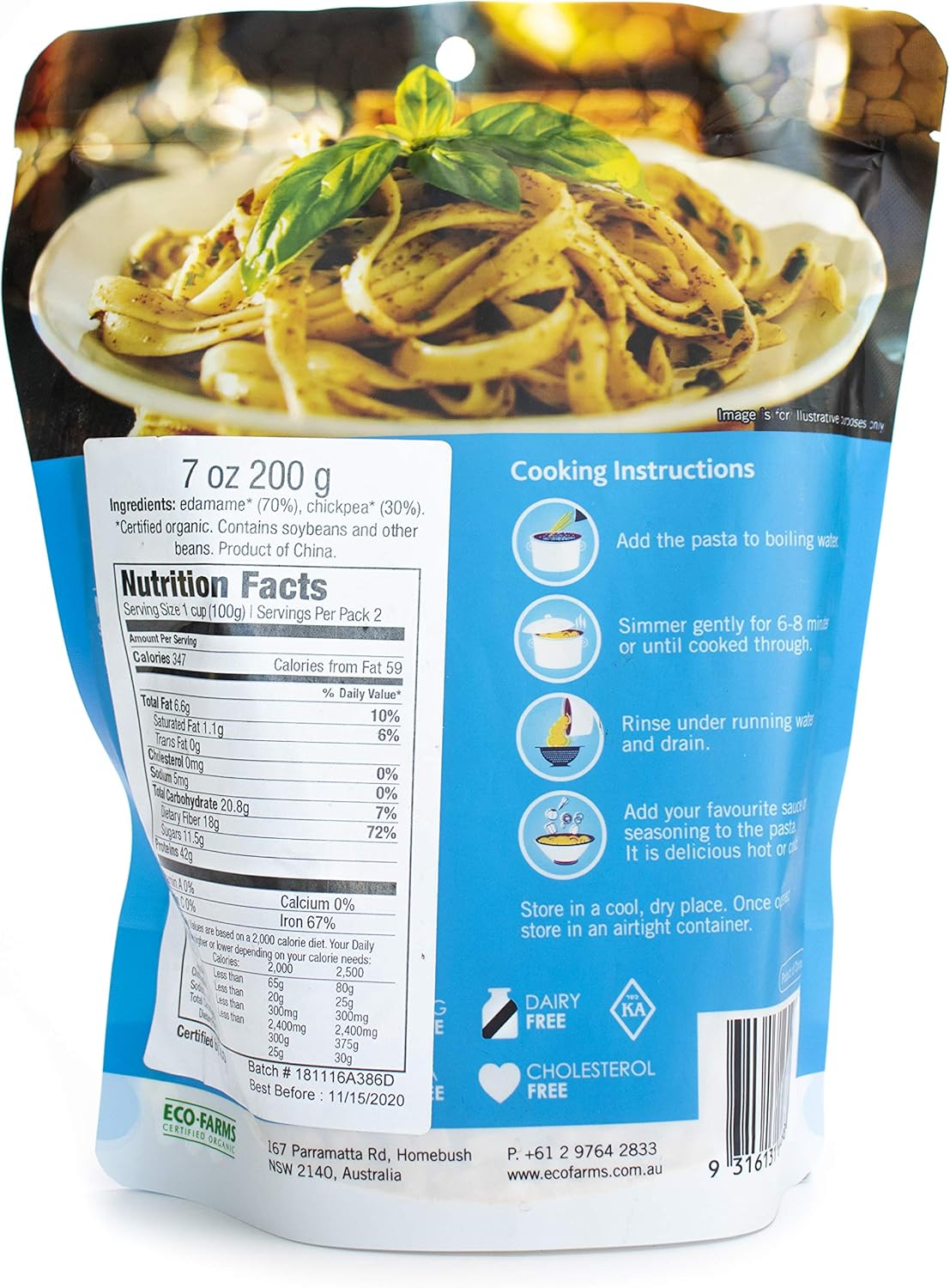ECO Organics Chick Pea Fettucine 200 G, 200 G, Chick Pea Fettucine