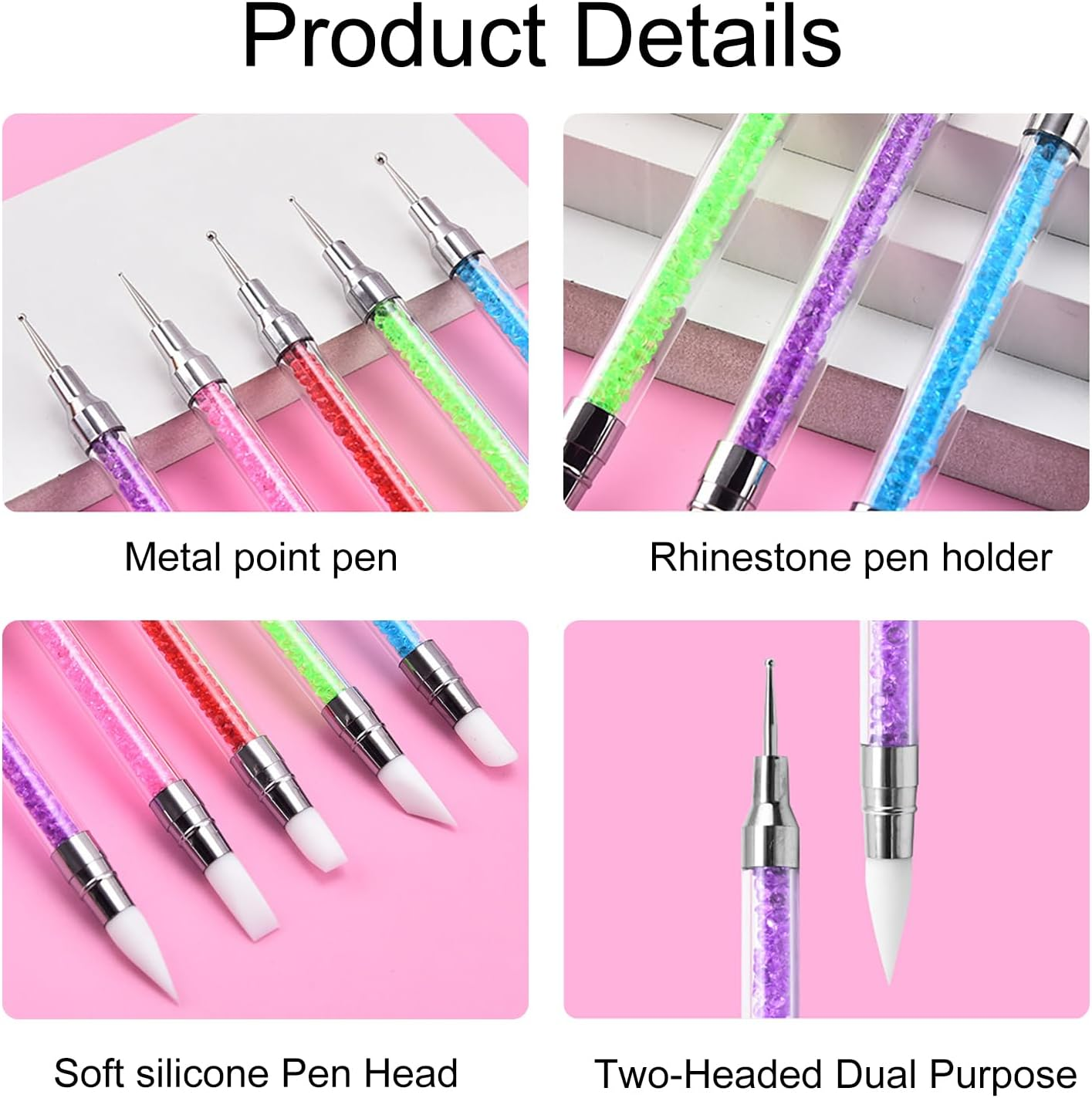 Icovalescent 5 Pieces Gel Nail Brushes, Nail Art Brushes Gel Sculpture Pen Pencil Tool for Nail Art Design Decoration Kit image number 6