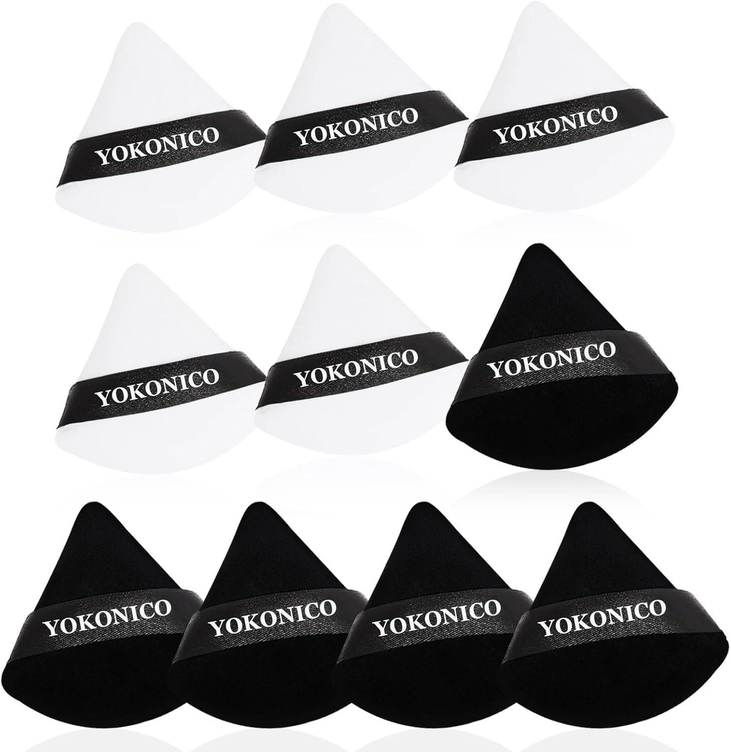 Triangle Powder Puff, 10 Pack Soft Velour Makeup Puffs for Loose Powder, Cotton Sponges Puff for Face Cosmetic Foundation, Mineral Wet Dry Makeup Tools