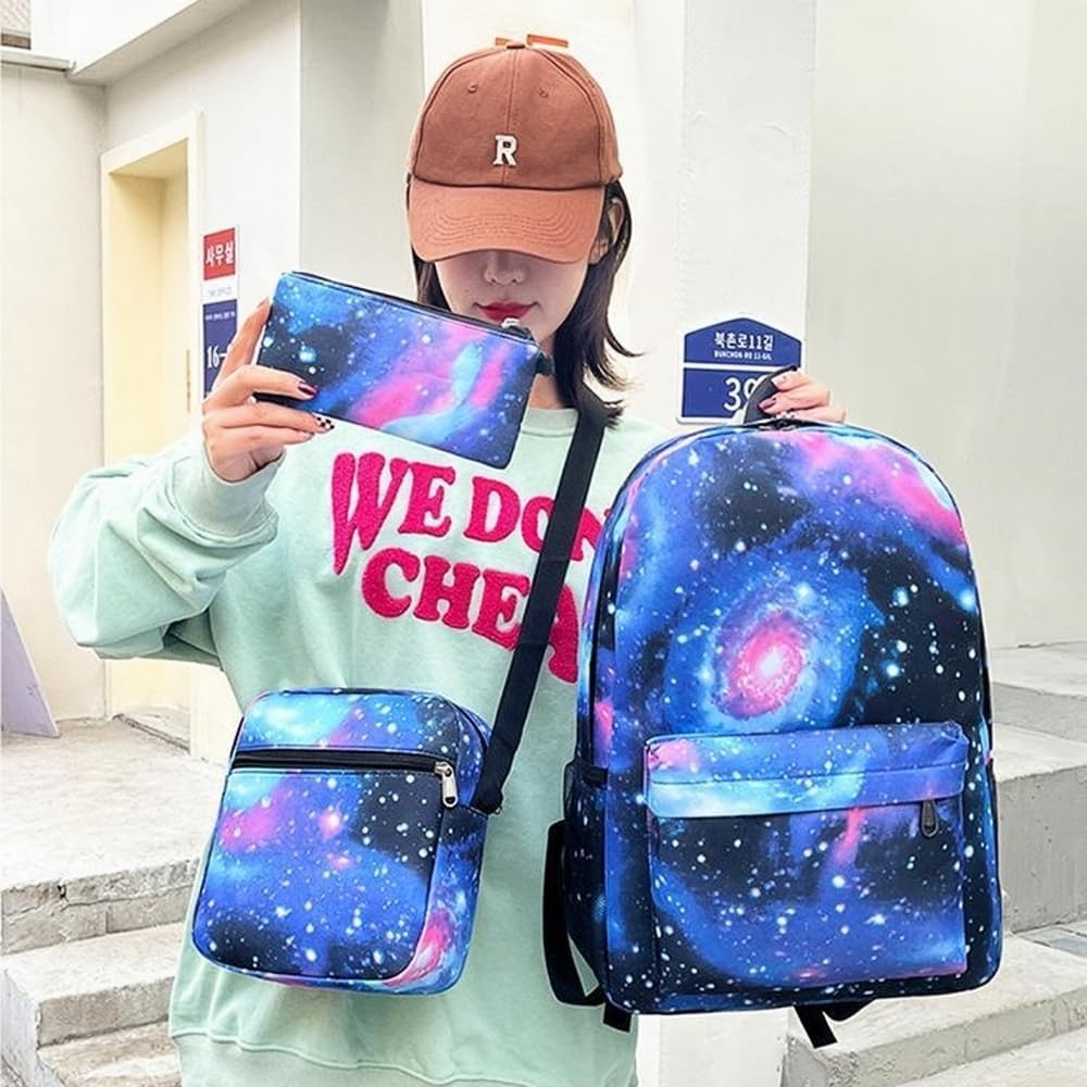 3Pcs Anime Backpack Set with Stickers,17In 3D Printed Cartoon Lunch Bag High Capacity Schoolbag Boy and Girl Schoolbag. - C image number 7