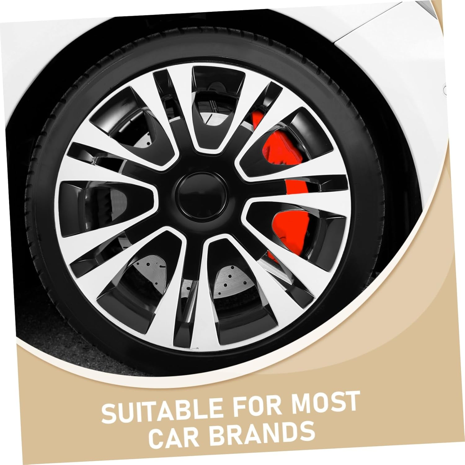 AKOOSY 13-Inch Universal Car Hubcap Wheel Cover Replacement Plastic Rim Cap for SUV Truck Trailer Sturdy Wheel Protector for Automotive Accessories image number 4