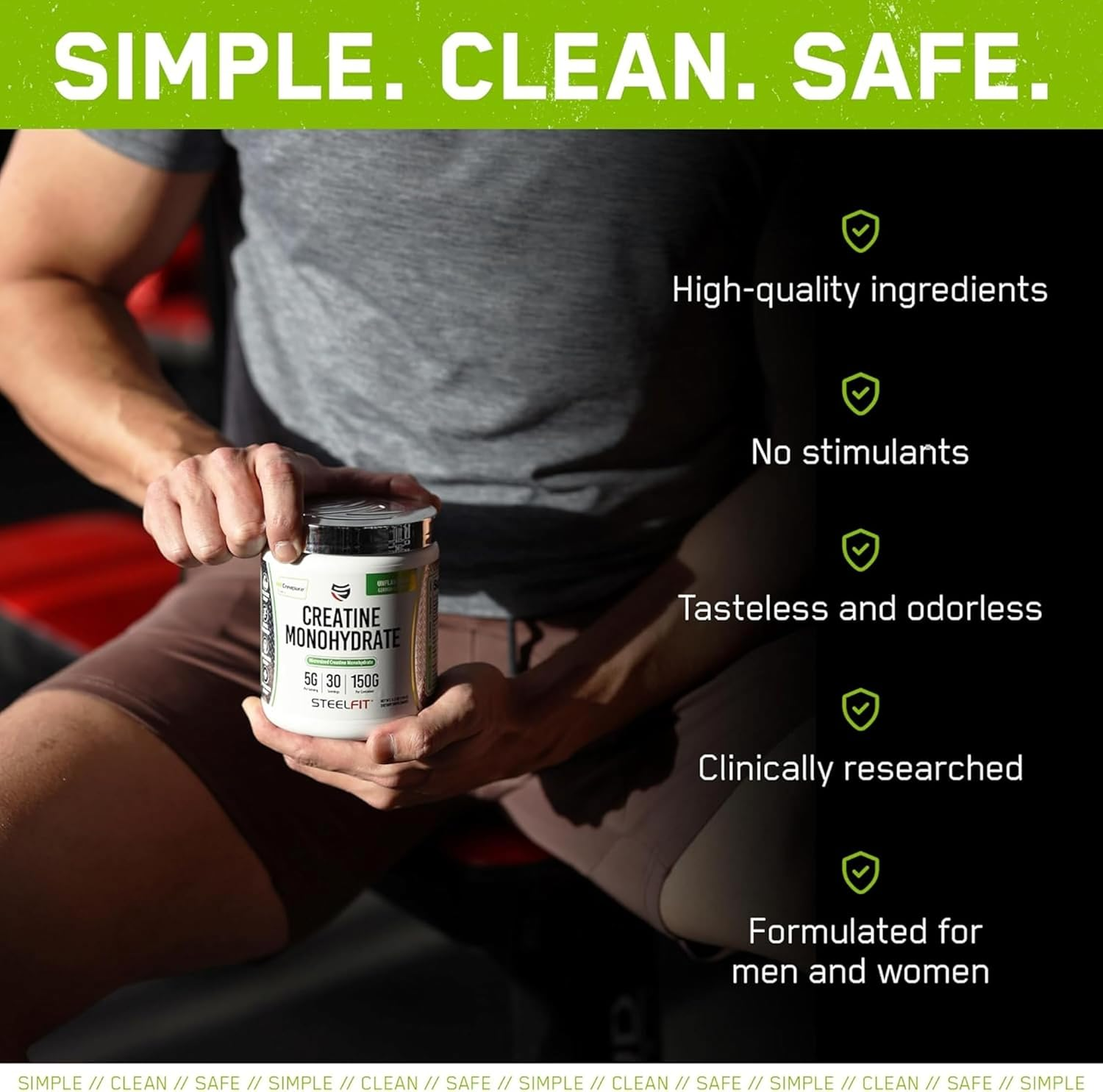 Pure Steel Creapure&reg;, Steelfit, Pure Creatine Monohydrate, Unflavored, Gluten Free, Vegan, 100 Servings, 500 Grams