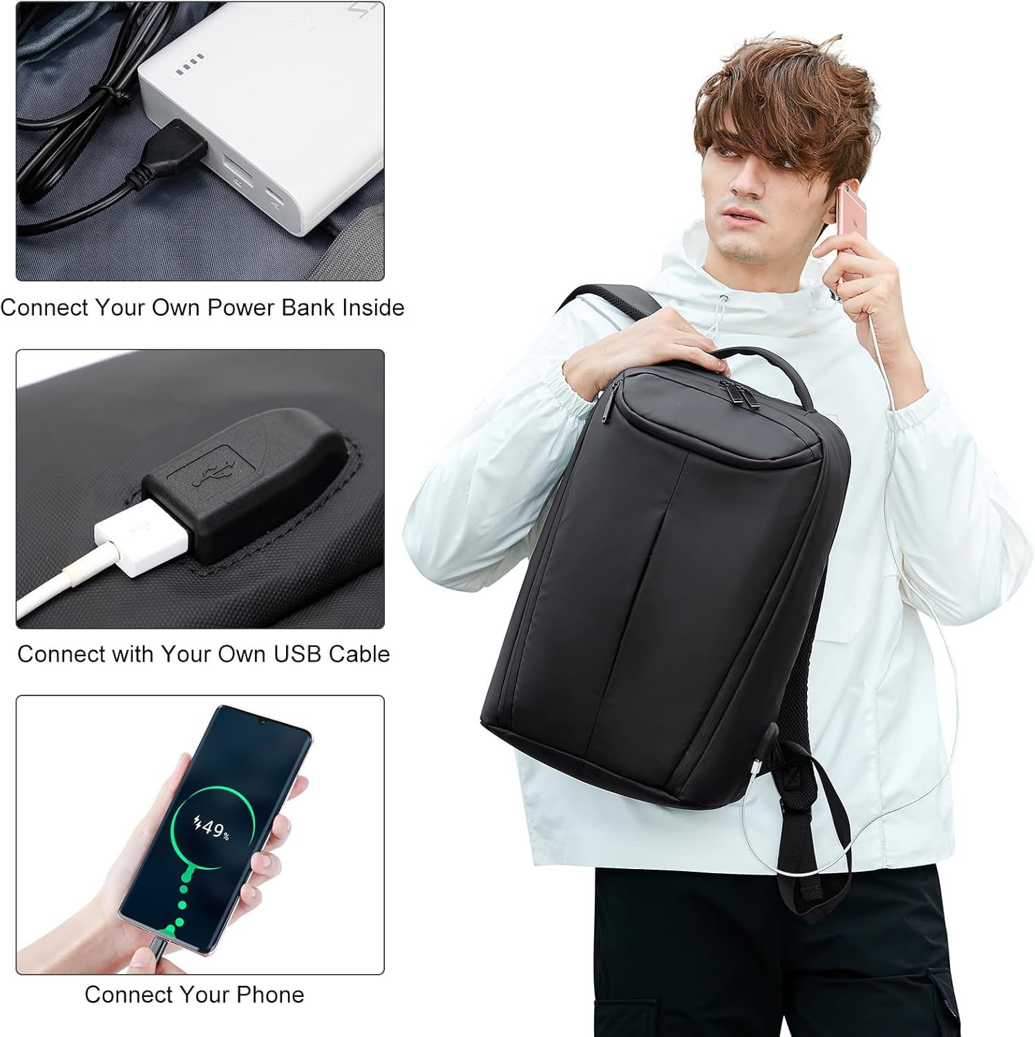 Business Smart Backpack Waterproof Fit 15.6 Inch Laptop Backpack with USB Charging Port,Travel Durable Backpack