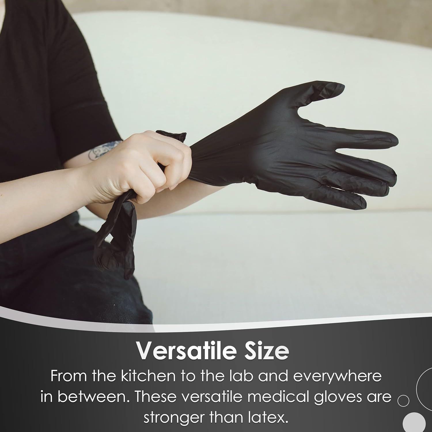 Medicom Safe Touch Nitrile Gloves - 100 Count -X Large - Black Gloves, Work Gloves - Multipurpose Powder Free Gloves (Pack of 2) image number 6