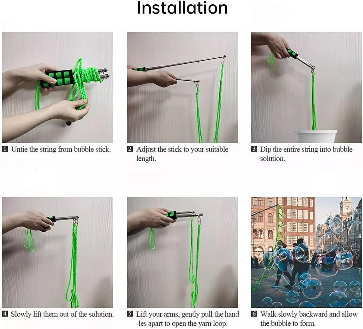 1.2 M Retractable Double-Bar Bubble Rope for Outdoor Performance | Stainless Steel Bubble Wands with 3 Different Ropes | Giant Bubble Maker for Kids & Adults image number 3