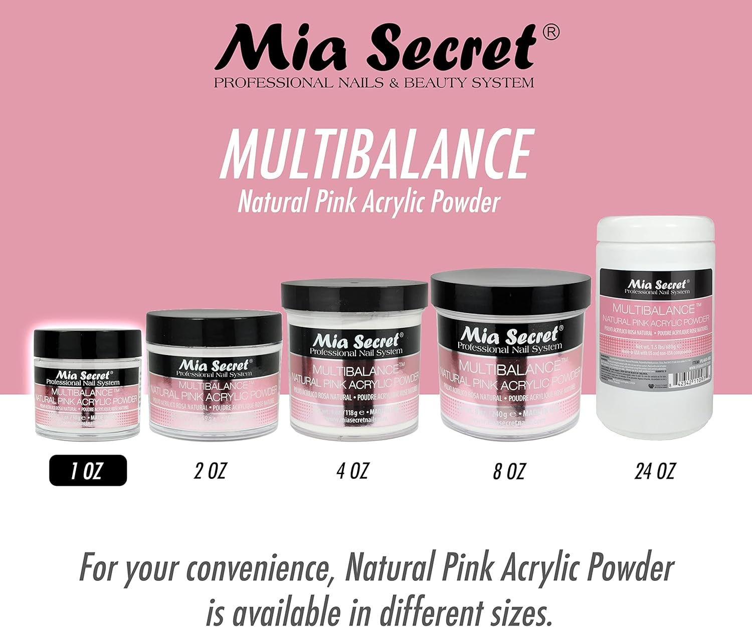 Mia Secret Multibalance Natural Pink Acrylic Nail Powder 1Oz image number 4