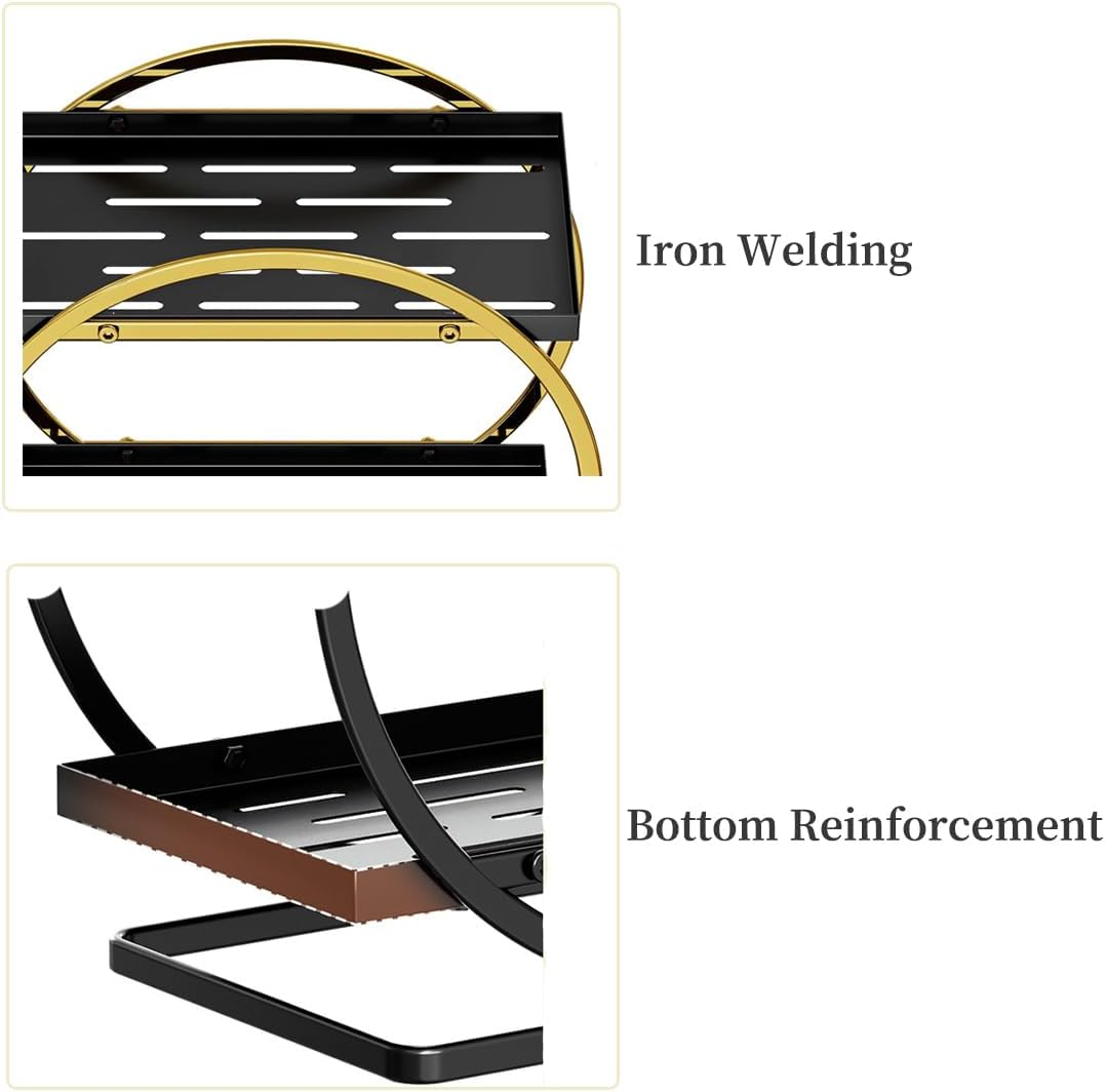 Mfancy Makeup Organiser,High-Capacity Skincare Makeup Storage,Bathroom Counter Organiser Countertop Storage,2Tier Cosmetic Display Tray for Cosmetic, Skin Care,Perfume,Makeup Brushes, Lipsticks(Gold) image number 4