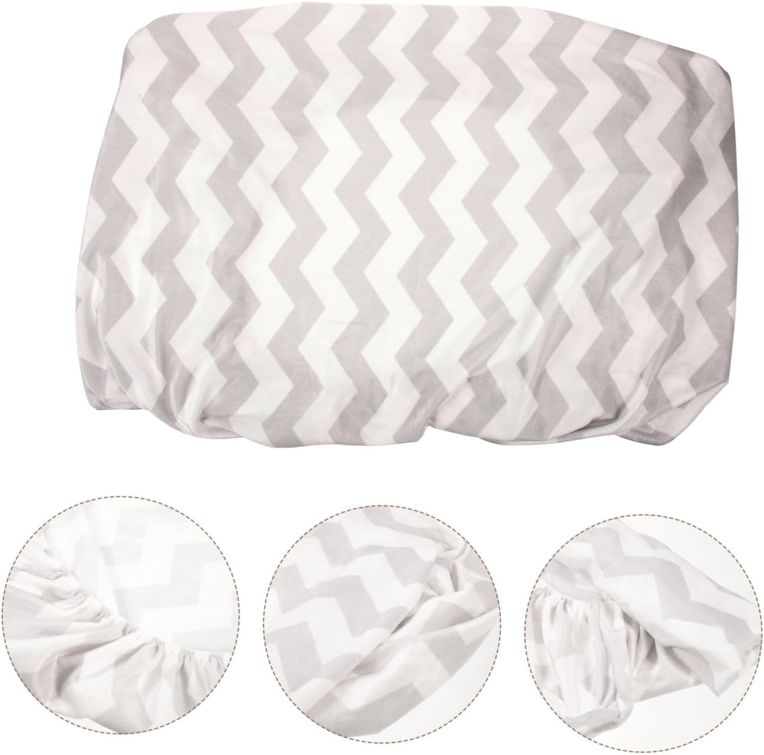 FRCOLOR Portable Diaper Changing Pad Cover Washable and Durable Grey Water Wave Pattern Fits Contoured Changing Pads Easy to Clean Soft and Safe image number 3