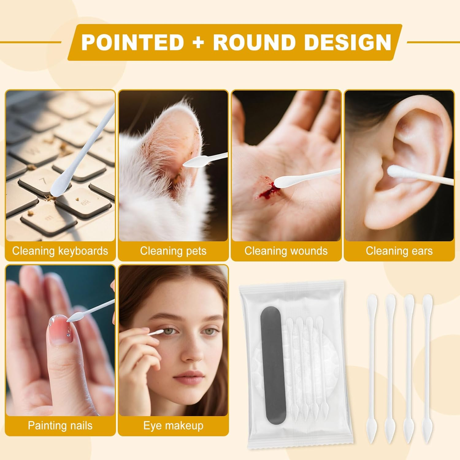 Hotel Vanity Kit Individually Wrapped Bulk Travel Cleaning Kit for Hotels Disposable Travel Size Hotel Hospitality Supplies Hygiene Kits for Homeless in Bulk round Cotton (50)