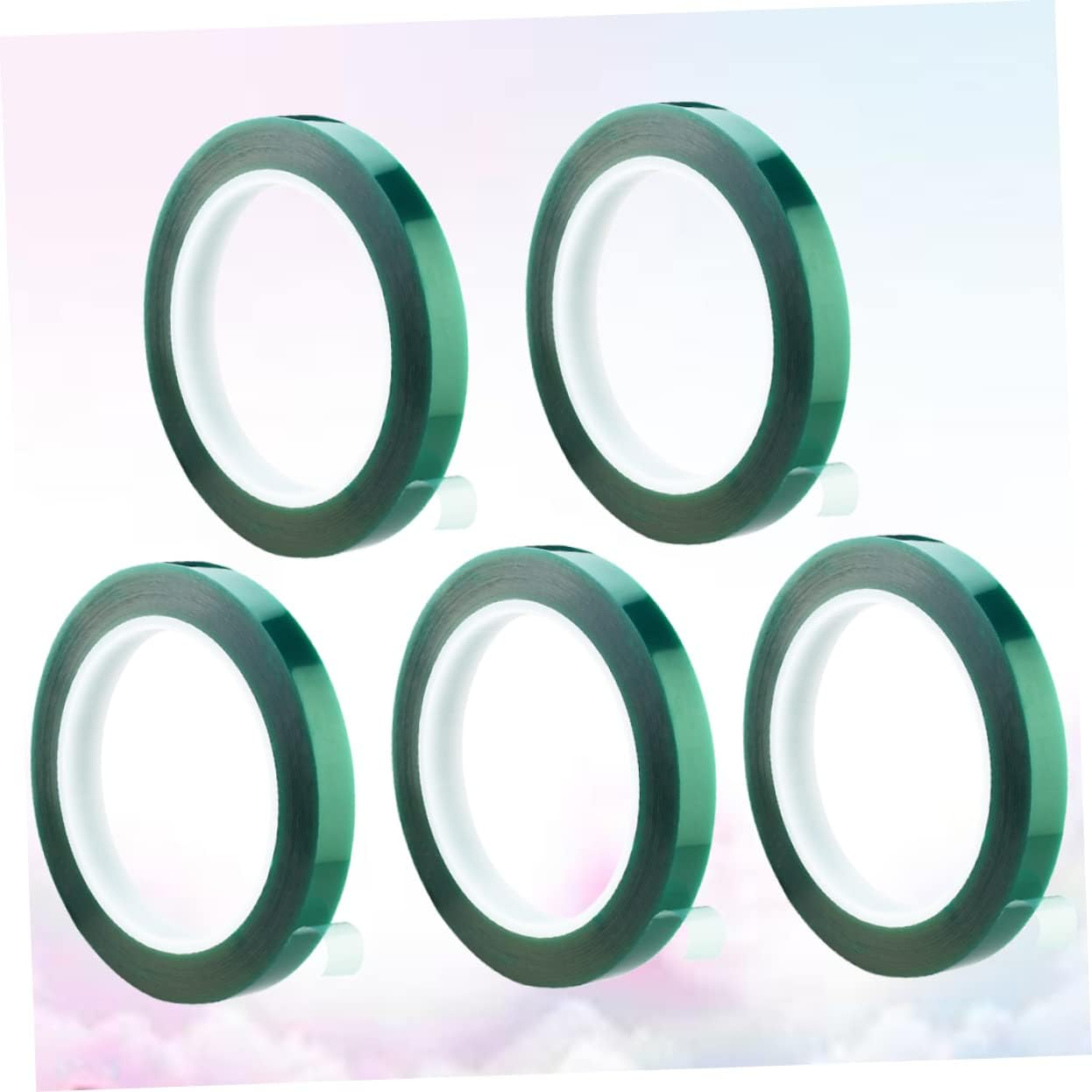 5Pcs Green High Temperature Resistant Pet Adhesive Tape for Car Spray Paint Plating Circuit Board Shielding 8Mm X 33M X 0.06Mm Heatproof Automotive Tape image number 4