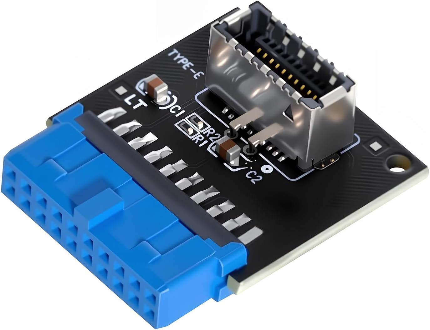 Duttek 90 Degree USB 3.0 to Type E Converter, USB3.0 19 Pin Female to 90 Degree Right Angle Type E Female Internal Header Motherboard Adapter for USB Ports to Pcs Front Panel. image number 4