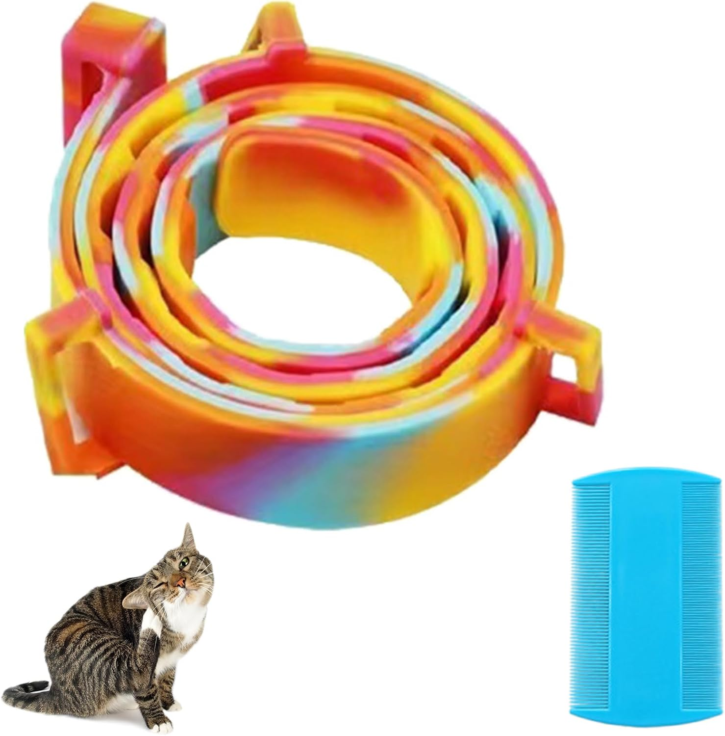 Flea Protection Collar for Dogs, Tick Protection for Dogs, Tick Collar for Cats, Flea Collar for Cats, Tick Collar, Flea Collar against Ticks, Fleas, Waterproof and Adjustable, with Comb