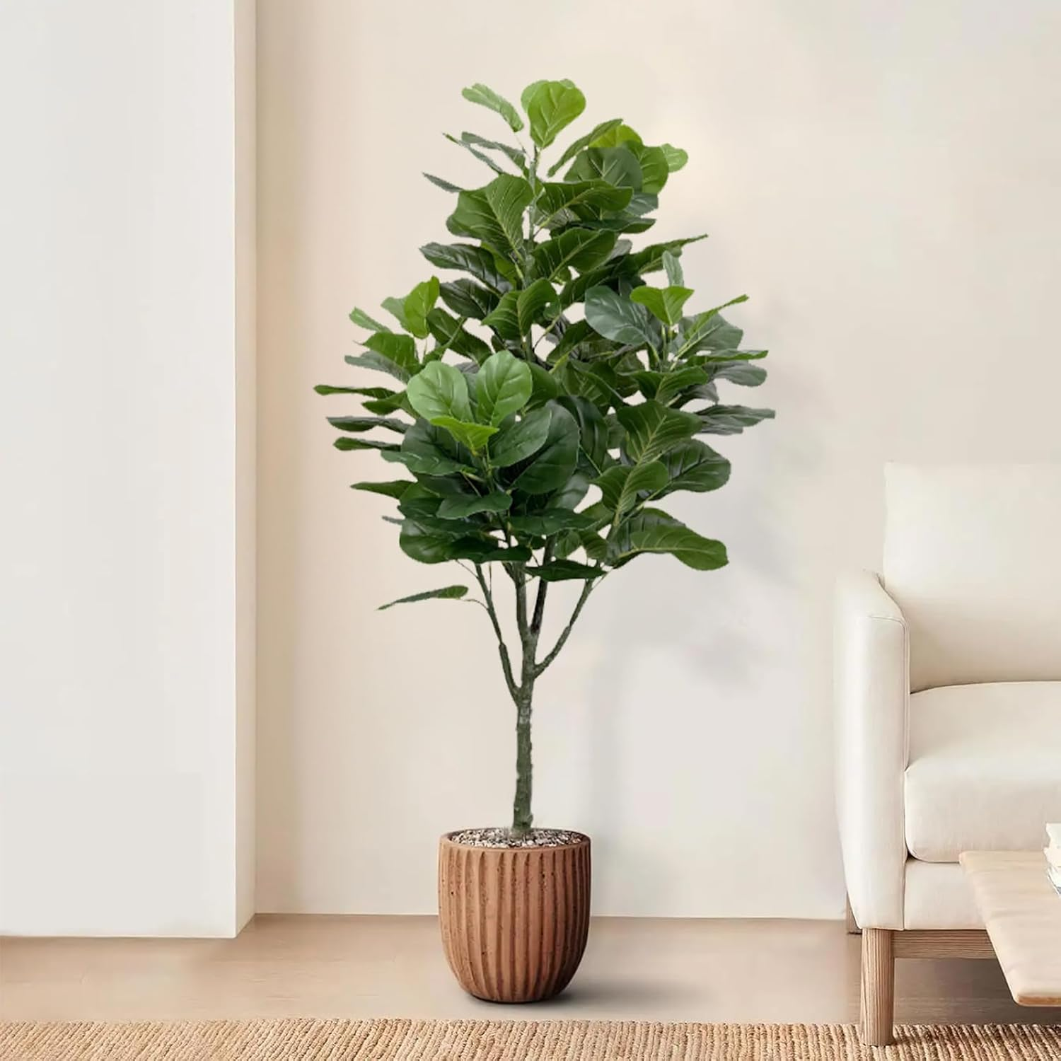 150Cm Artificial Plants Fiddle Leaf Fig Tree Tall Fake Plant with Pot, Large Faux Ficus Lyrata with Realistic Leaves for Indoor Home Decor, Outdoor Decor&ndash; No Maintenance Housewarming Gift (2) image number 1