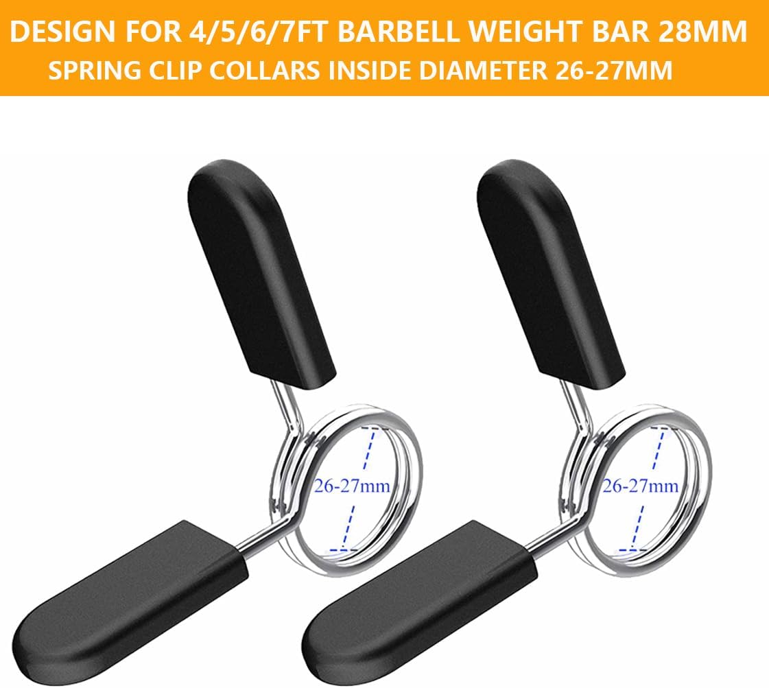 Barbell Clamps, Stainless Steel Spring Collar Clips and ABS Locking Barbell Collar, Pack of 4 Exercise Collars Quick Release Fitness Bar Clips Weight Lifting Dumbbell Weight Bar Clamps - 28Mm image number 5
