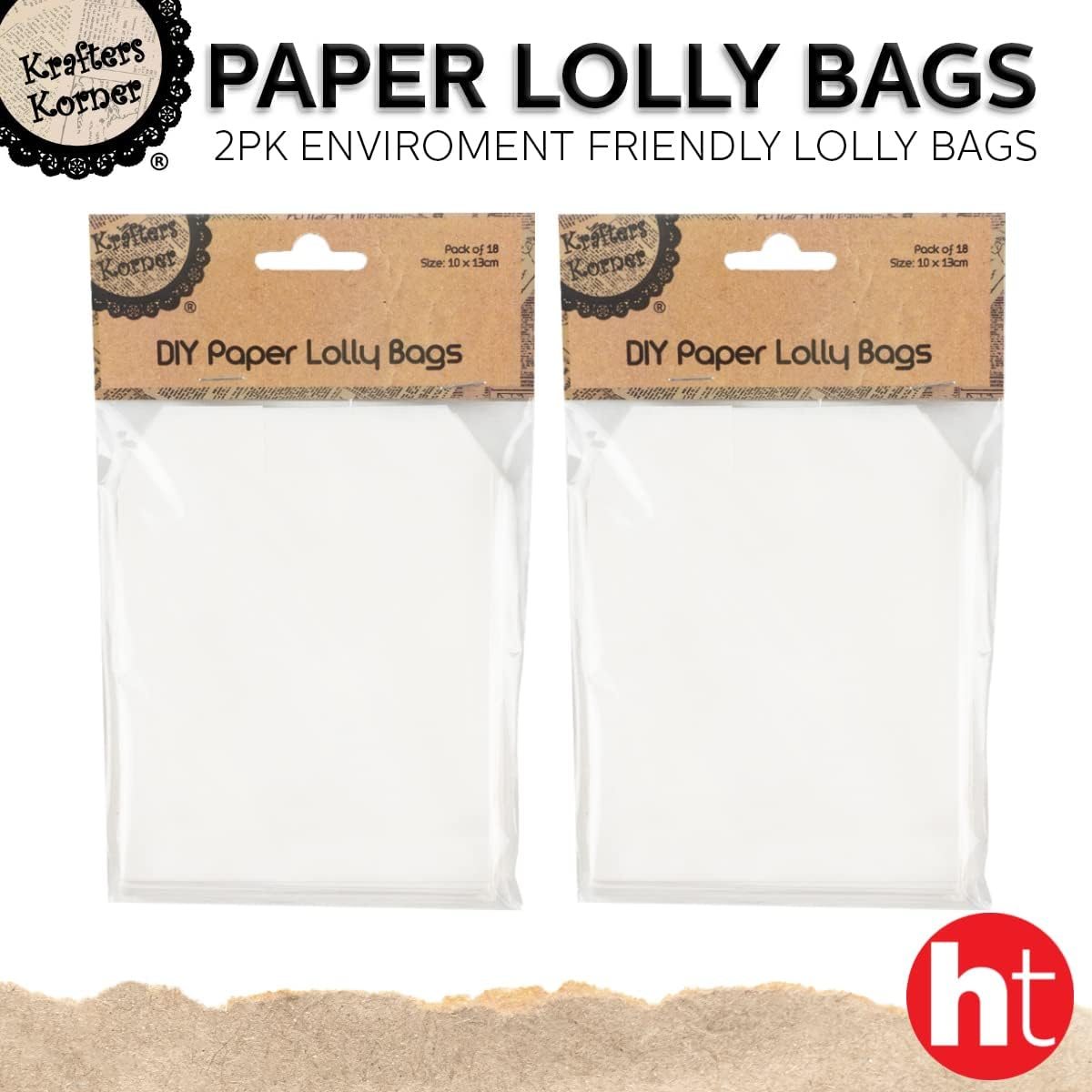 [2PK] Krafters Korner Paper Lolly Bags &ndash; Pack of 18 White Treat Bags for Parties, Durable & Reliable - Ideal for Candy & Stickers &ndash; 10 X 13Cm image number 3