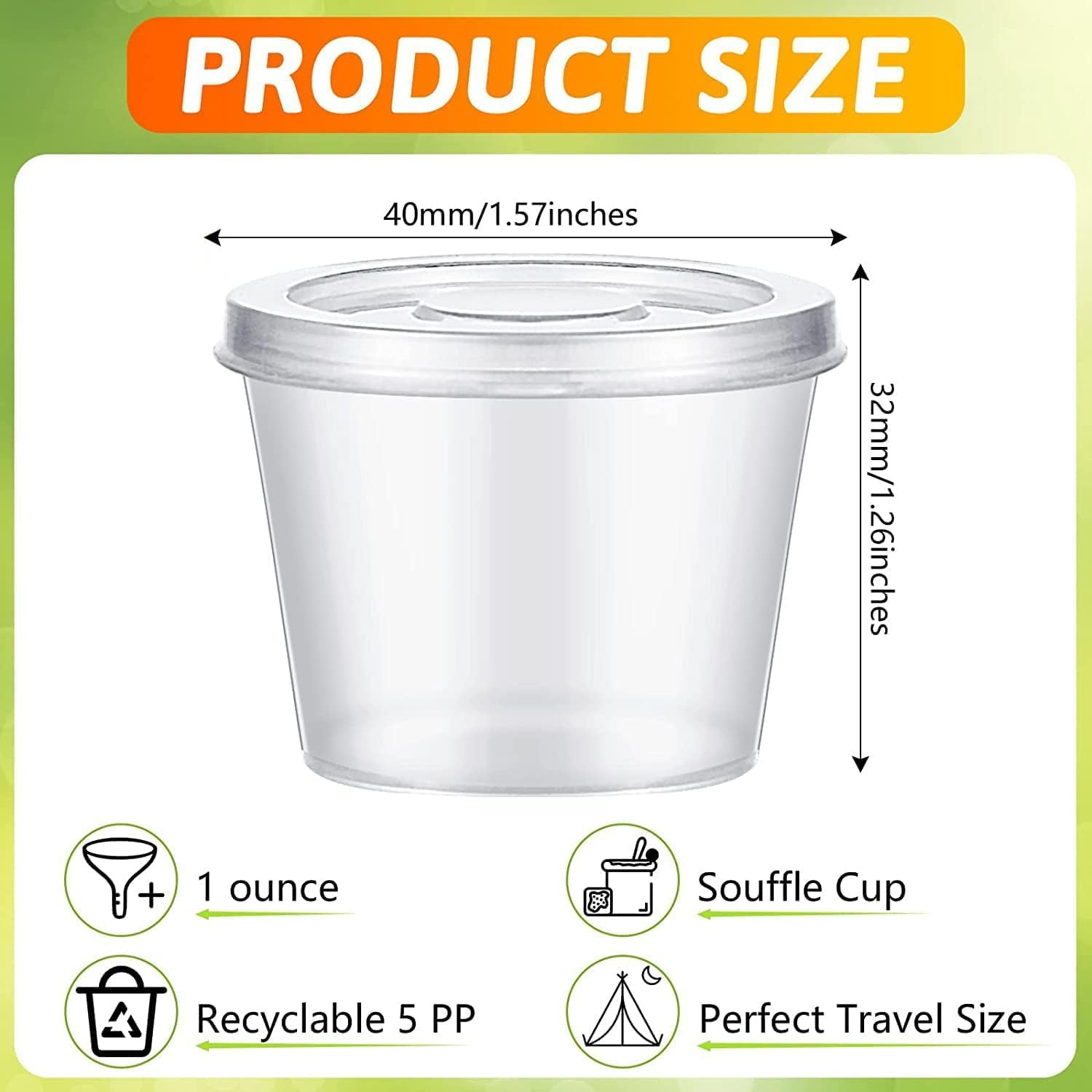 [200 PACK - 1 Oz] round Food Container Pots with Lids, Sauce Pots Reusable Jelly Shot Cups Clear Small Deli Pot Restaurants Takeaways Containers for Small Dips Chutney Ketchup Salads-25Ml image number 3