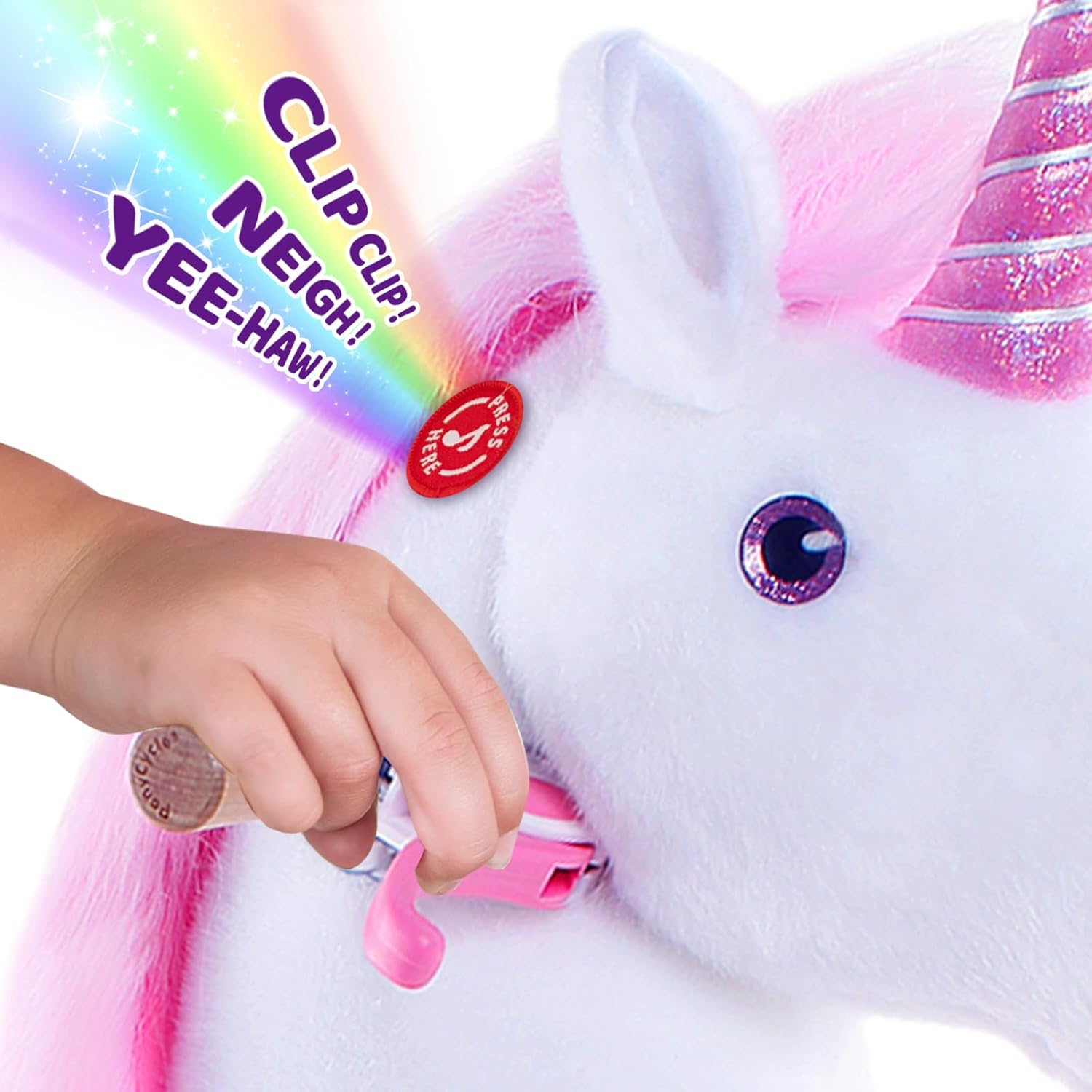 Ponycycle Official Classic U Series Ride on Horse Toy Plush Walking Animal Pink Unicorn U4 for Age 4-9 U402 image number 4