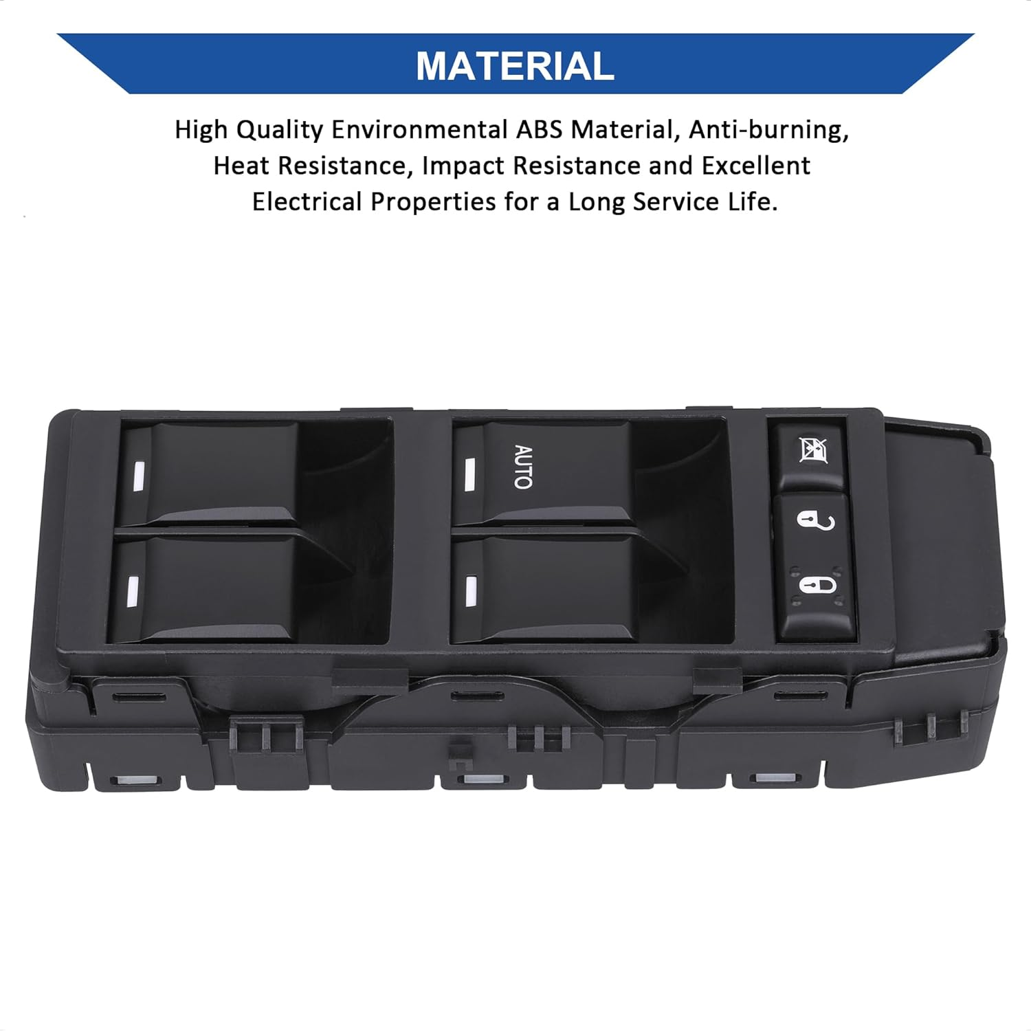 Master Power Window Switch Front Left Driver Side, Compatible with 2008-2013 Dodge Avenger Caliber Charger Magnum Dakota 07-10 Chrysler 200 300 Sebring 11-13 Jeep Compass Patriot 4602780AA, 4602780AB image number 1