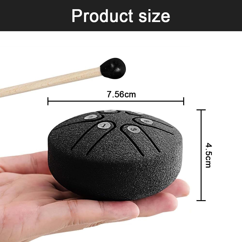 Rain Chime Drum, Steel Tongue Drum for Rain Outdoor, 3 Inches 6 Notes Sound Healing Drum Kit, Mini Hand Drum with Drumstick, Waterproof Musical Rain Drum for Garden