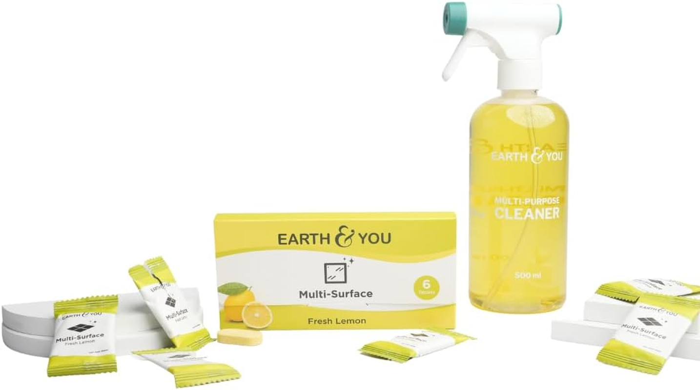 Earth & You Multisurface Cleaner Tablets (6 Pack) &ndash; Powerful Grease Removal & Fresh Lemon Fragrance &ndash; Compostable & Recyclable Packaging image number 4