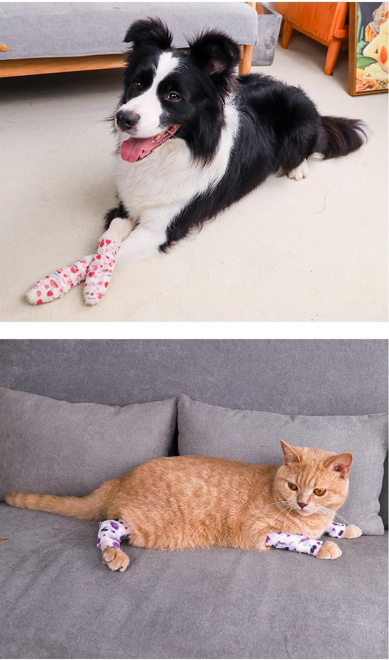 Pet Dog Out of the Anti-Dirty Leg-Binding Tape Self-Adhesive Cloth Belt, Walking Dog Foot Protection Cloth Belt，Suitable for Cats and Dogs,10Pcs.(Blue and White) image number 1