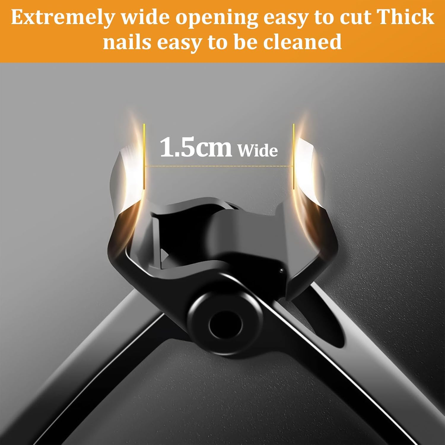 Thick Nail Clippers - 15Mm Wide Jaw Nail Cutter for Thick Toenail Stainless Steel Heavy Duty Toenail Clippers with Curved Blades Large Toenail Clippers for Men Seniors Elderly image number 2