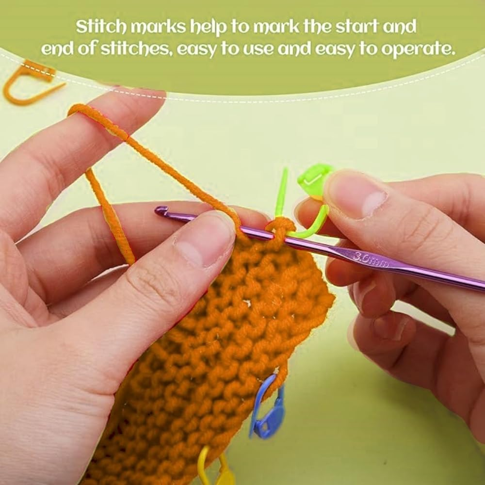 300 Pcs Stitch Markers,Crochet Knitting,15 Colors Crochet Stitch Needle Clip, Knitting Plastic Locking Stitch, Needle Clip Counter with Clear Storage Case, for DIY Handicraft Place Buckle Marker image number 1